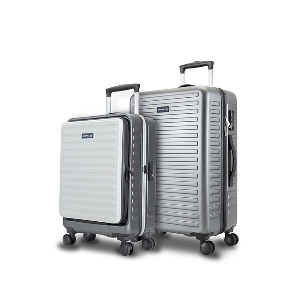 Hard Luggage Combo- Grey and White