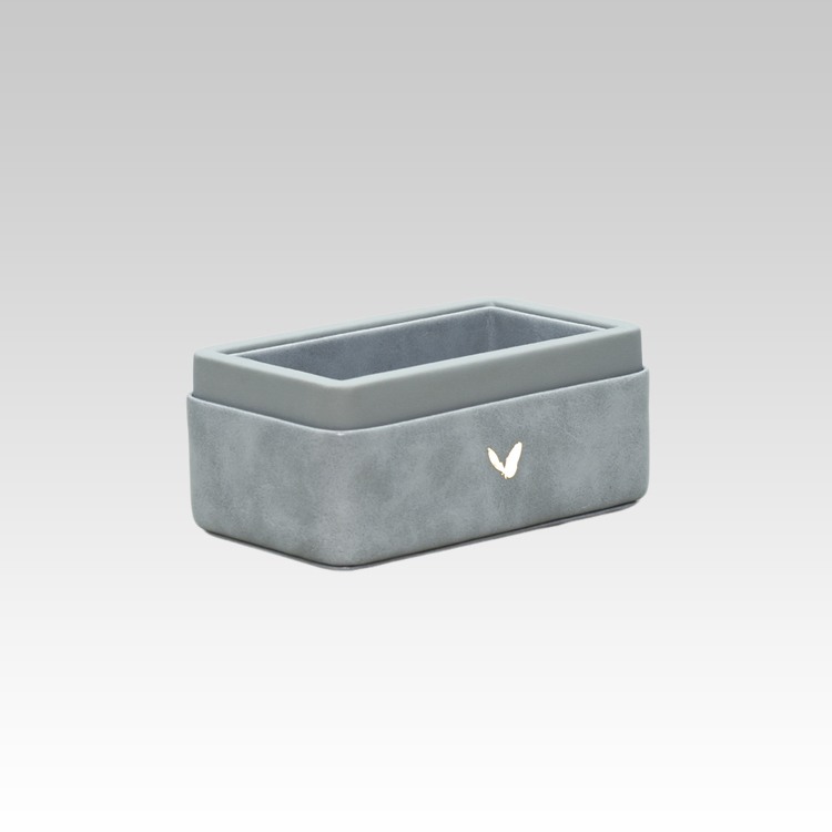 Visiting Card Holder for Desk | Faux Leather | Rectangular | Moderno | Grey