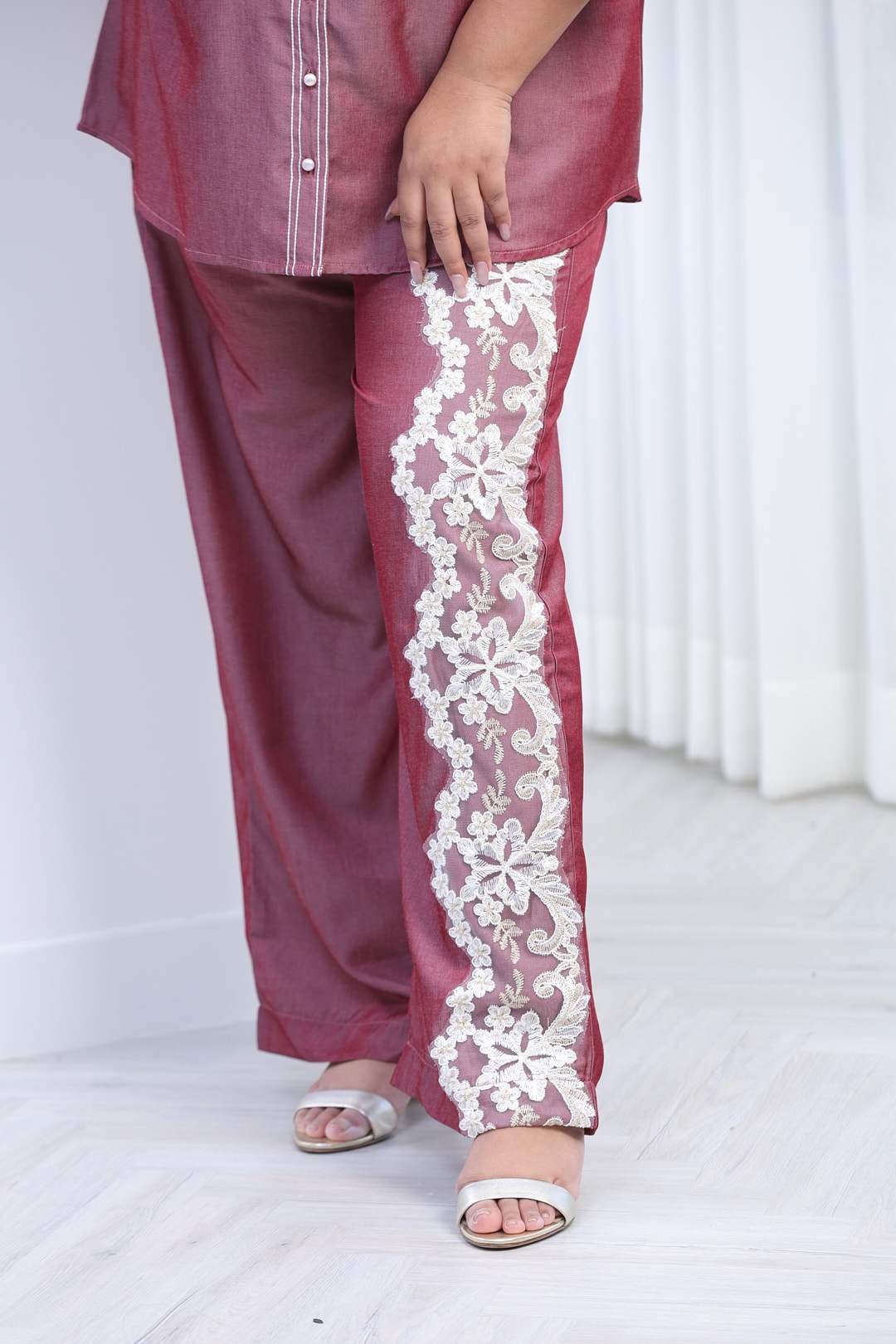 Wine lace  coord set