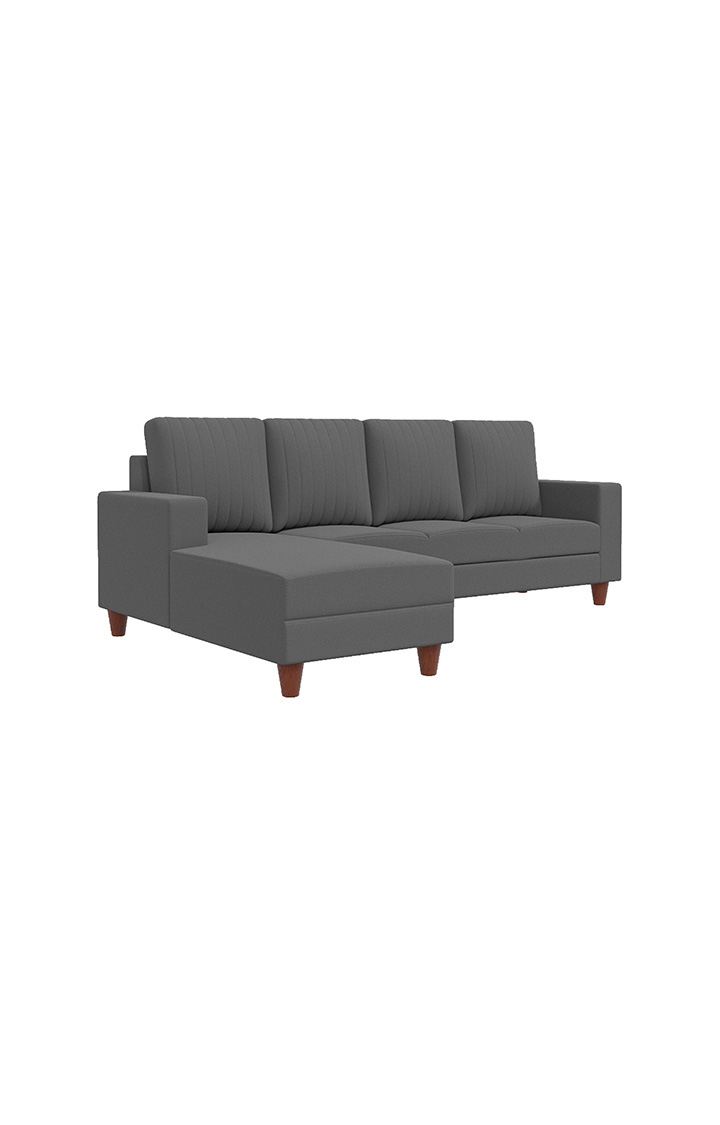 neudot Roman RHS Sectional Sofa for Living Room |6 Person Sofa|Premium Fabric with Cushioned Armrest | Solid Wood Frame|6 Seater in Graphite Grey Color