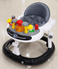 Steelbird Baby Walker with Push Handle and Toy Tray (Black & White)