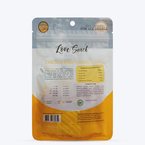 Rena Love Snack Chicken Wrap Cheese Sticks Dog Treats 55g