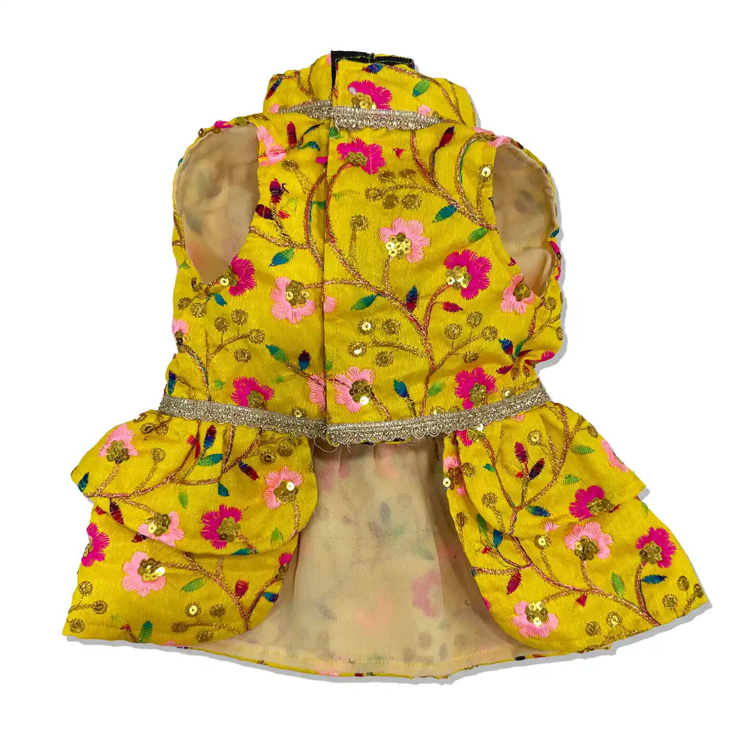 PawsIndia Traditional Marigold Yellow Princess Dress for Cats