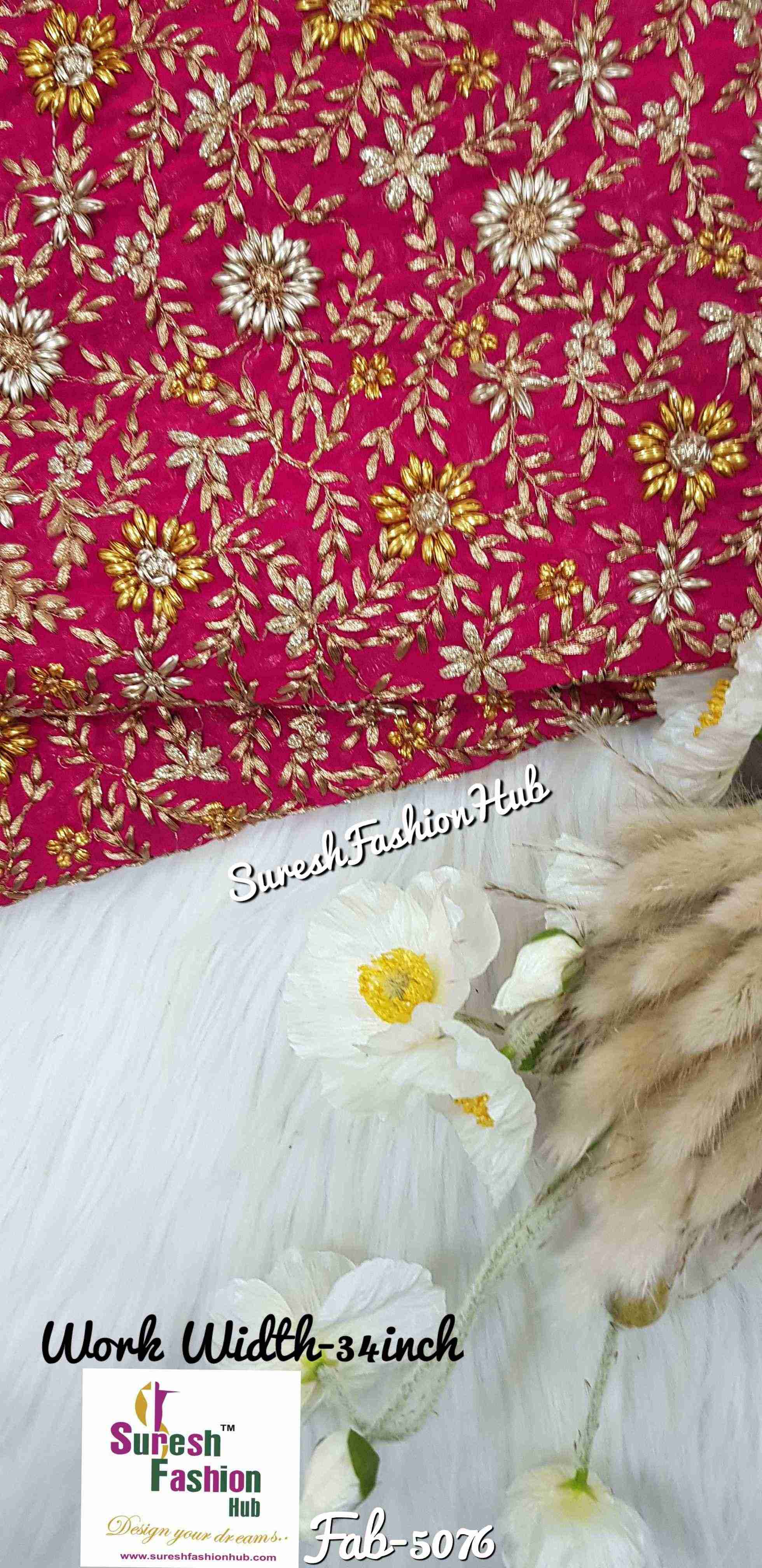 Rani Chiffon Chappatique Embroidered Fabric