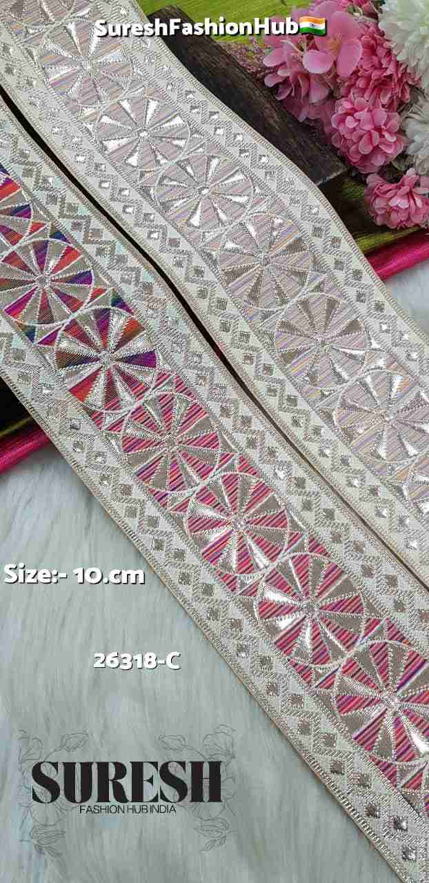 Light Multi Rose Banarasi Needle Gota Lace – 26318-C