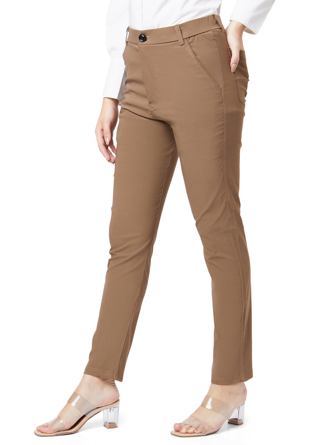 Smarty Pants women's cotton lycra ankle length pastel grey color
