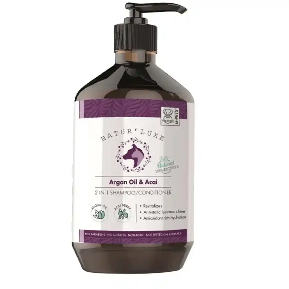 M-Pets Natur Luxe Argan Oil & Acai 2-in-1 Shampoo & Conditioner - 500 ml
