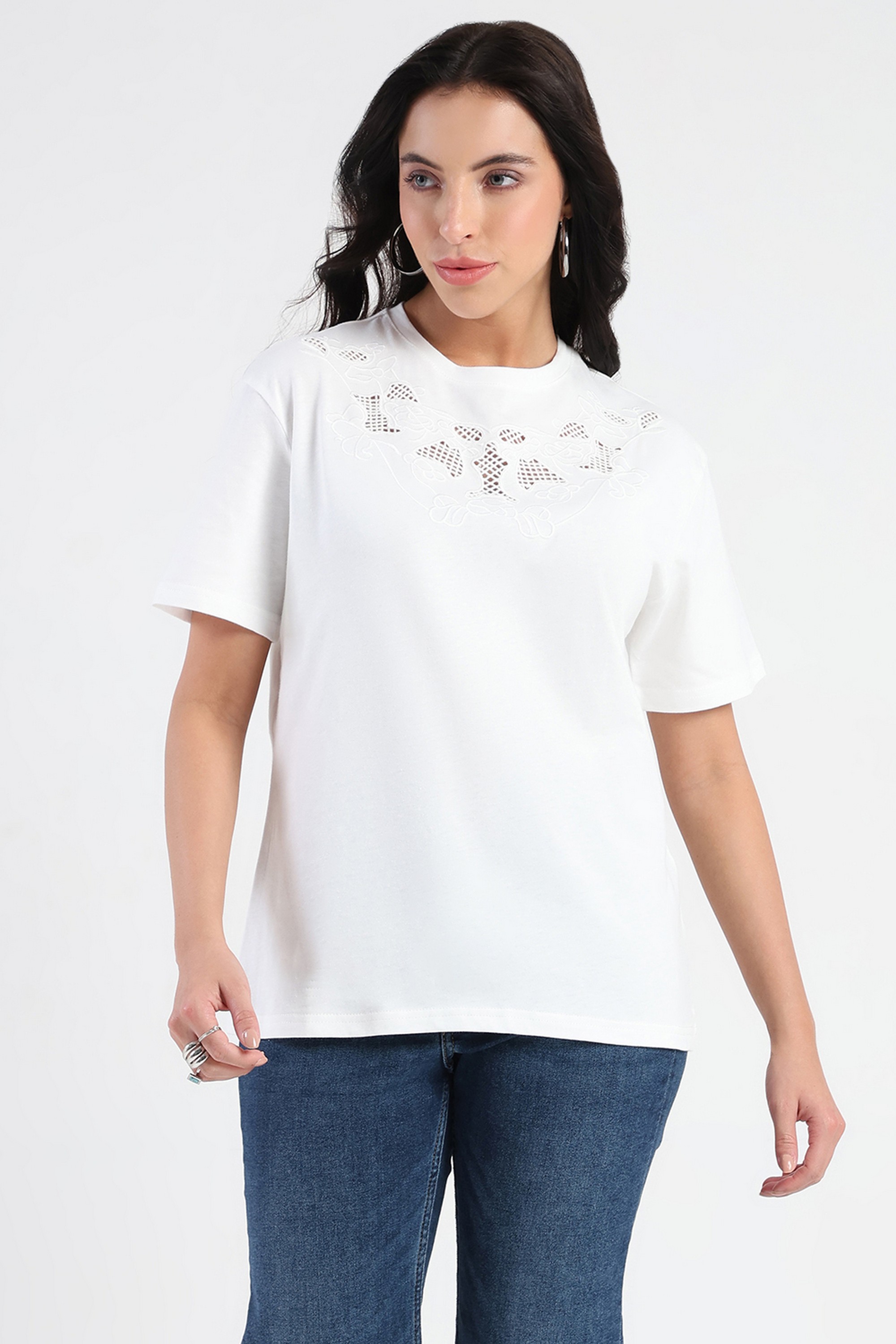 Solid Cotton Round Neck Women's T-Shirt