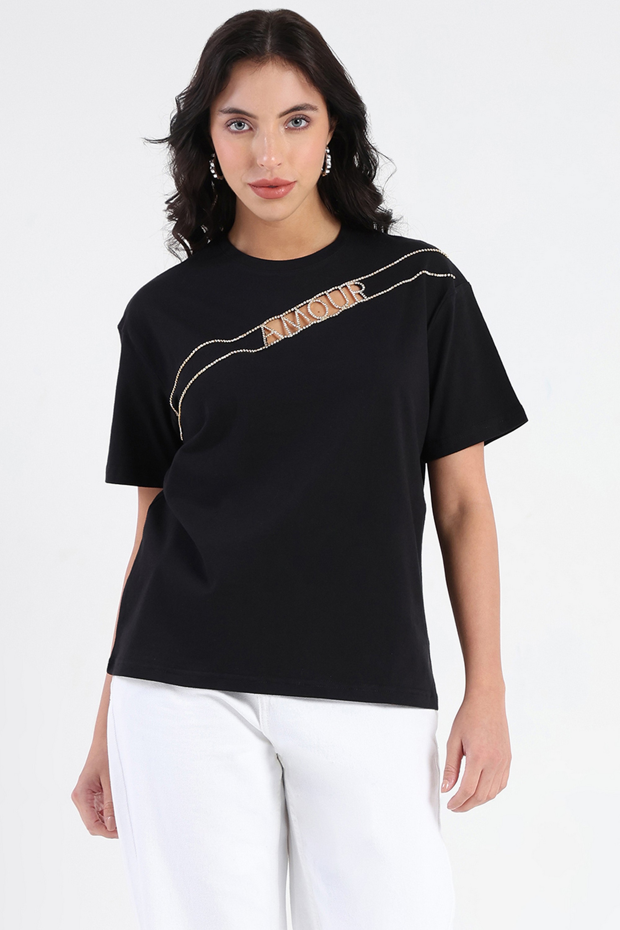 Solid Cotton Round Neck Women's T-Shirt