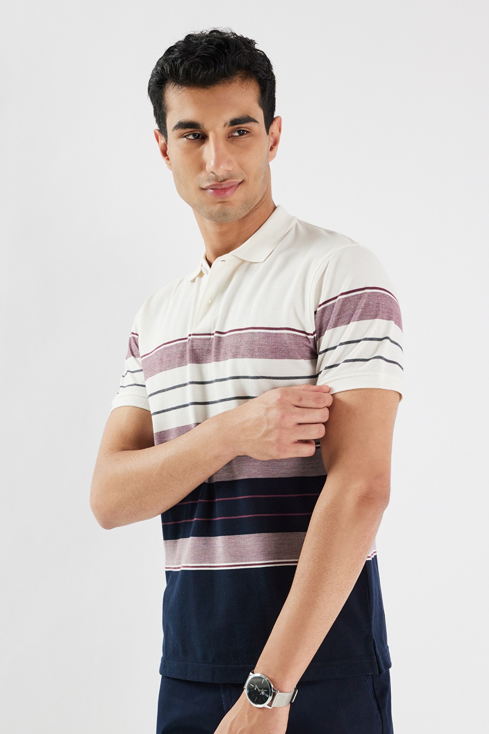 Stripes Blended Fabric Polo Men's T-Shirt