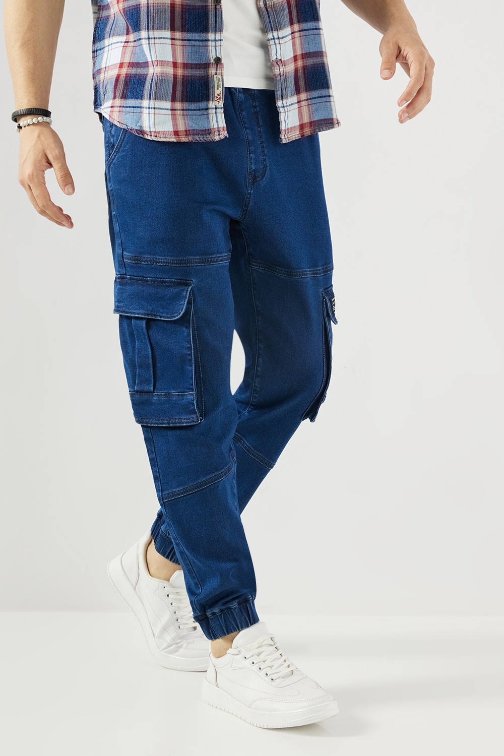 Solid Blended Fabric Slim Fit Men's Joggers