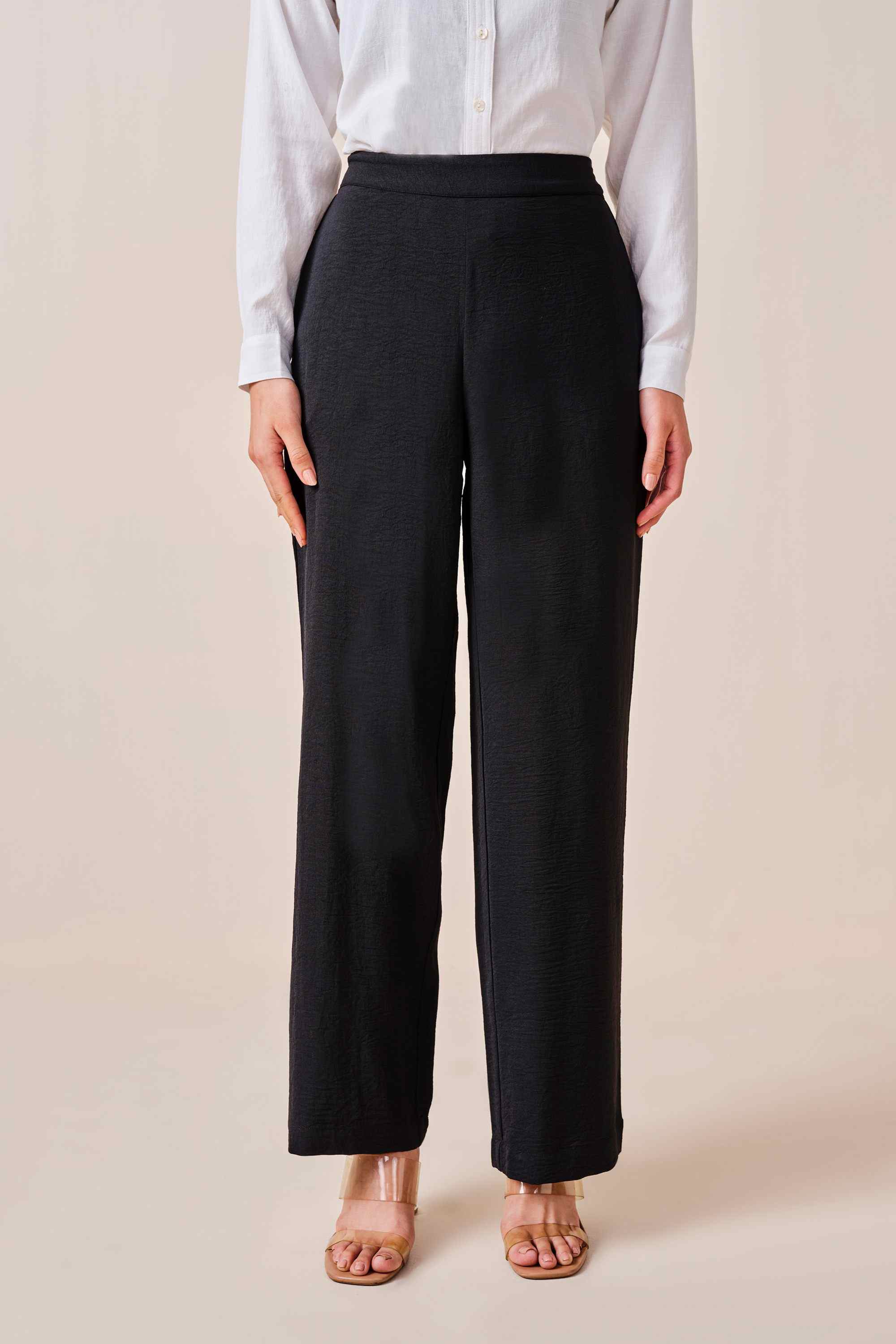 Solid Straight Fit Polyester Women's Formal Wear Trousers