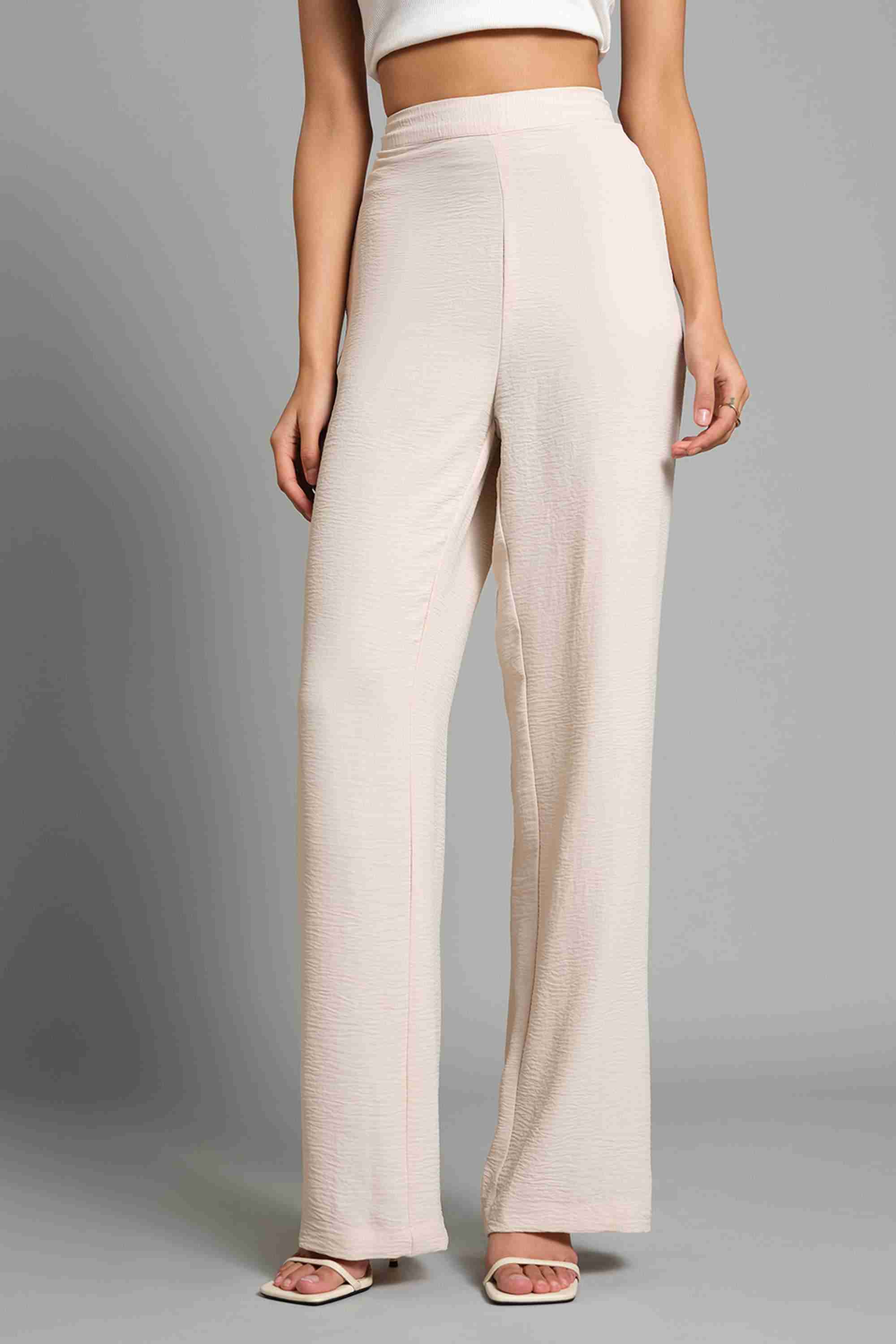 Solid Polyester Straight Fit Women's Trousers
