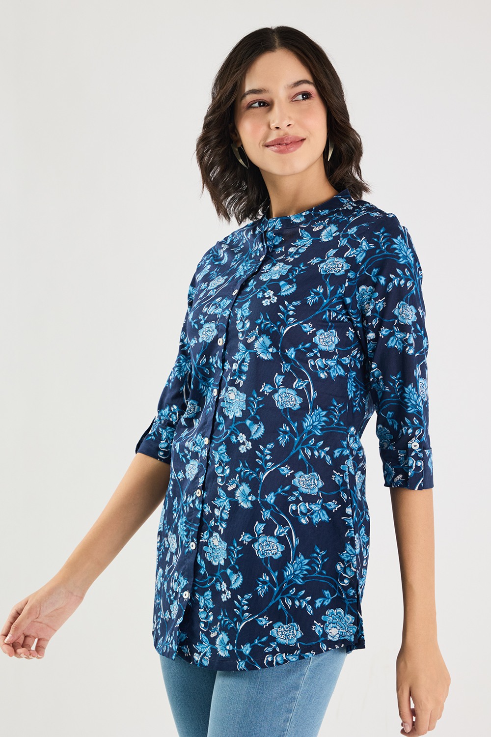 Printed Cotton Collared Women's Tunic