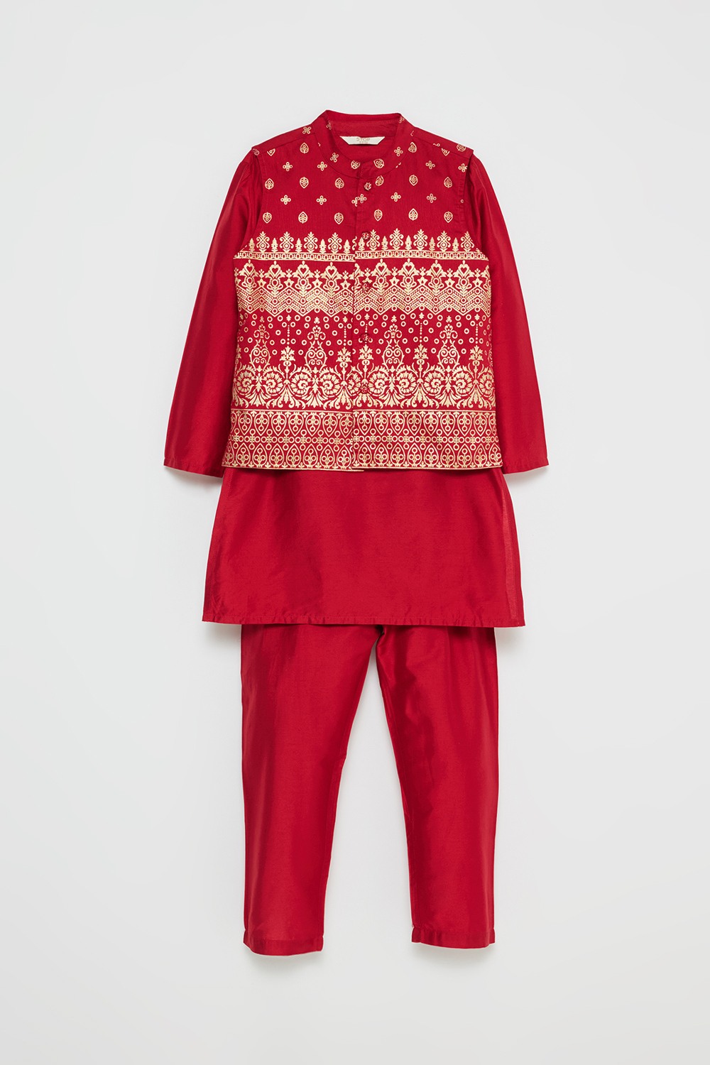 Printed Blended Fabric Regular Fit Boys Kurta Pyjama Jacket