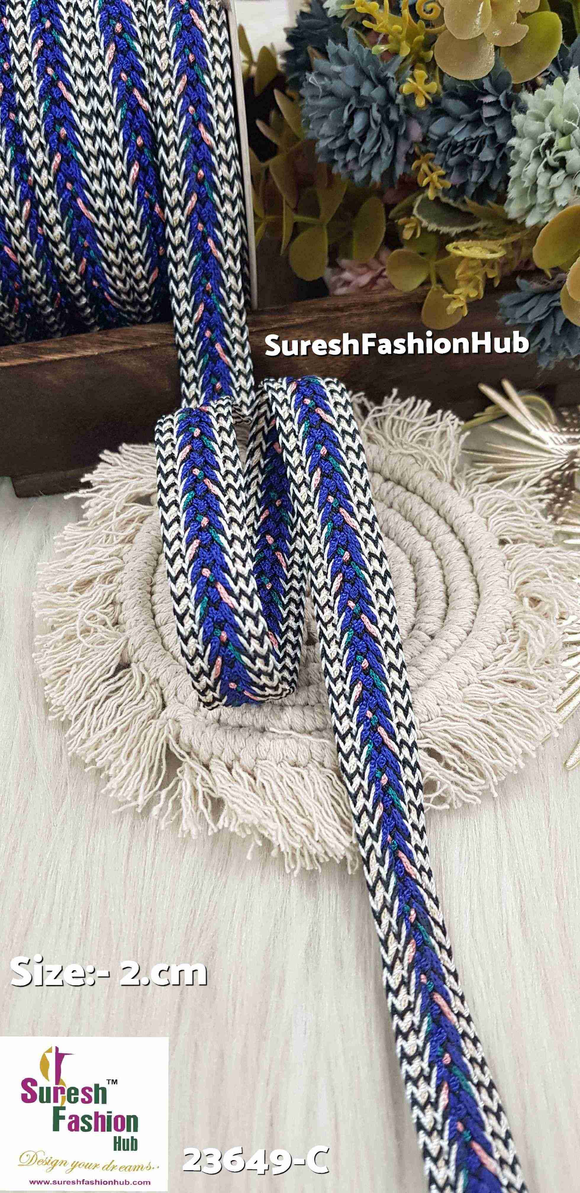 Vibrant Chevron Pattern Braided Trim(Royal Blue)