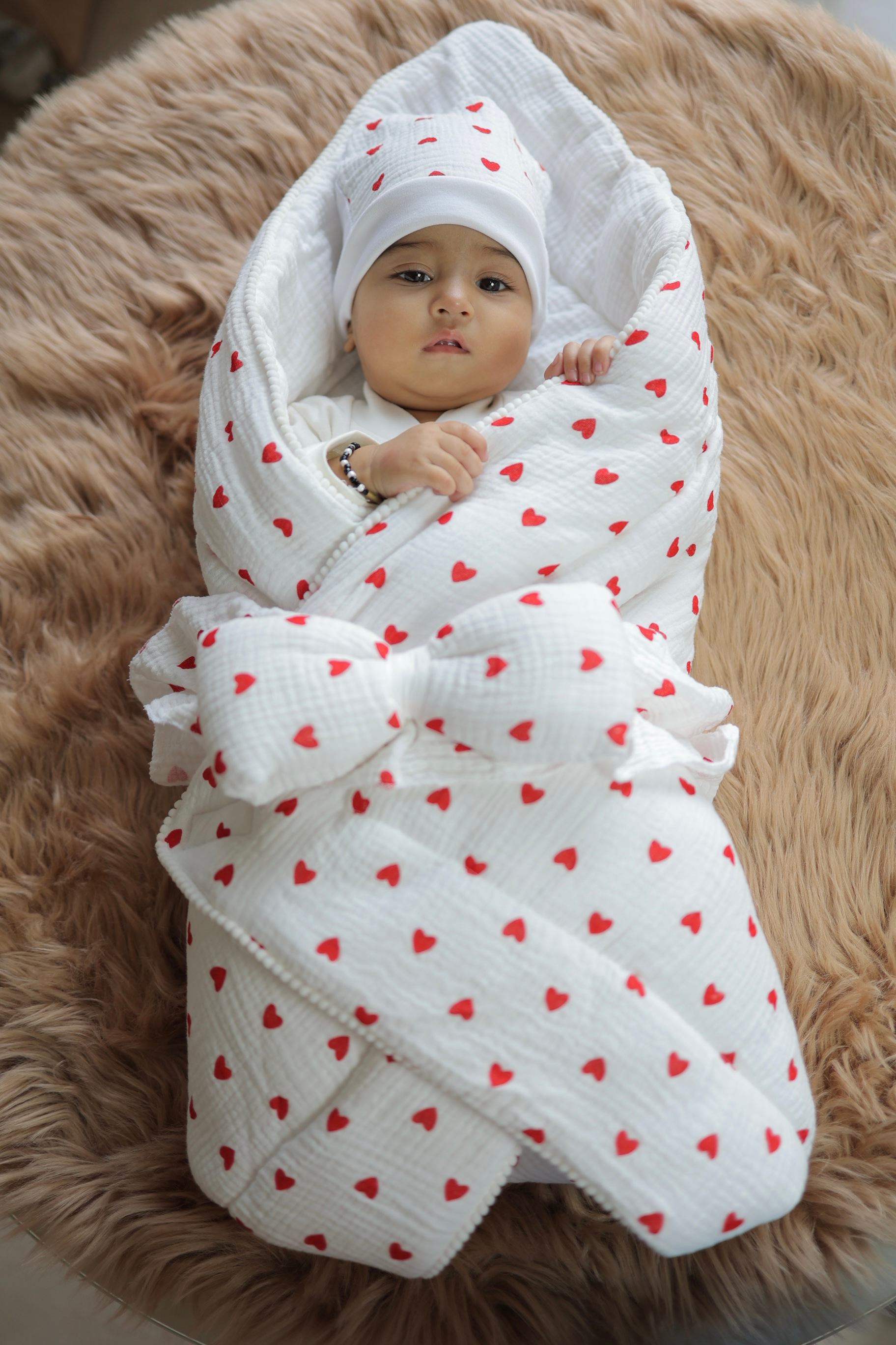 Red Hearts Baby Drape Set
