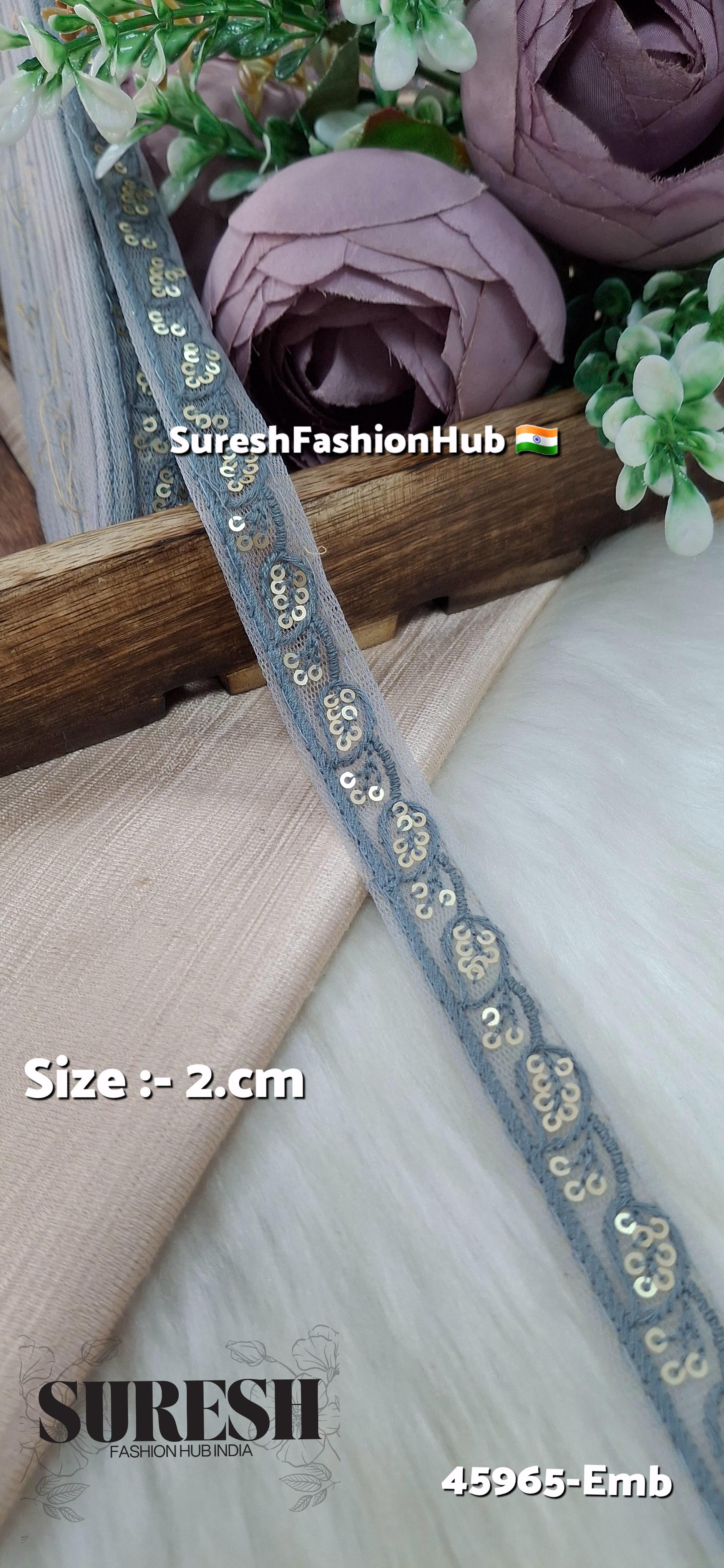 Grey Tone-on-Tone Embroidery Lace