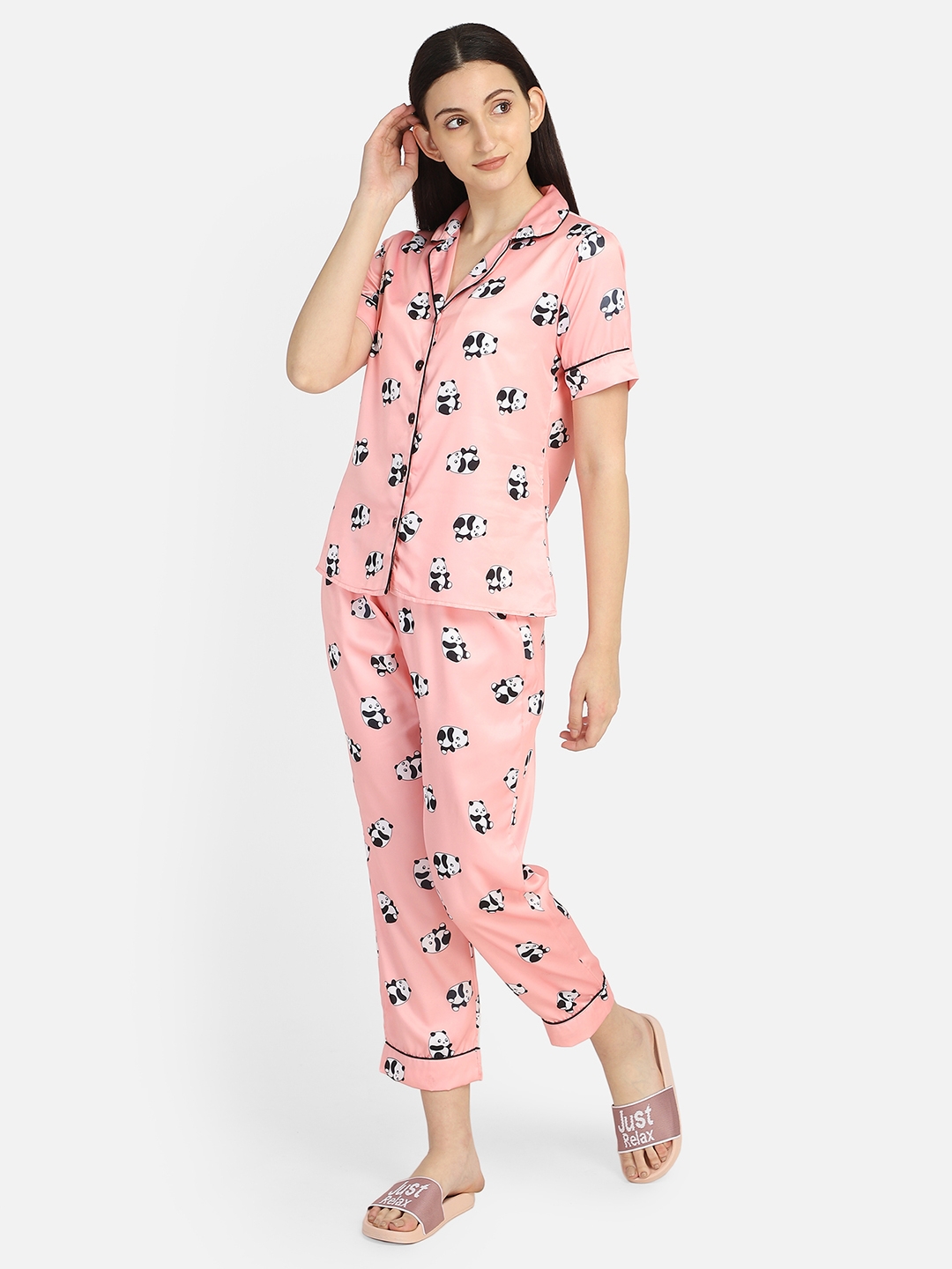 Buy Rayon Pink Botanical Printed Night Suit set of Top & Pyjama trouser for  Women at Secret Wish | 491278