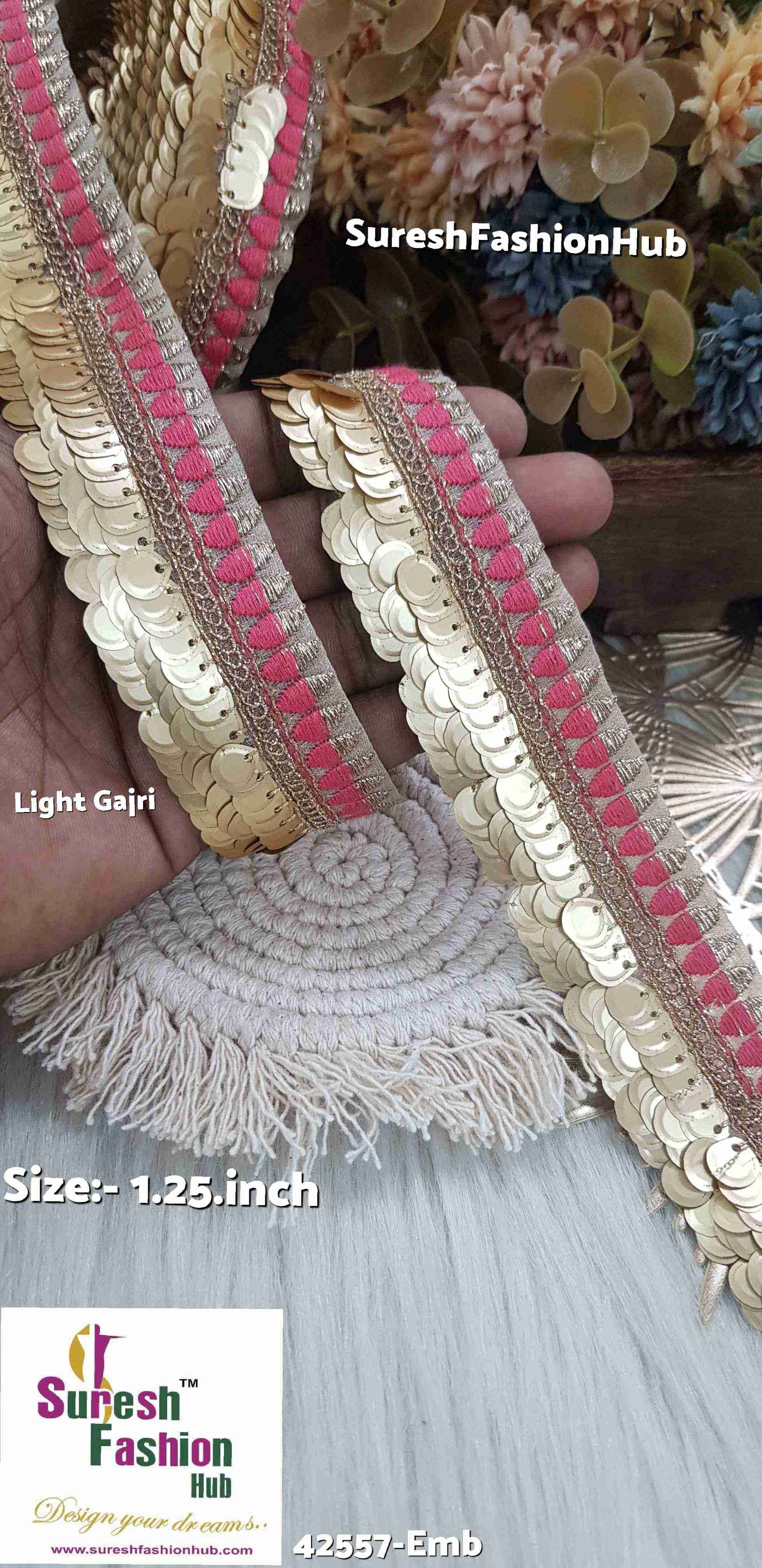 Light Gajri Hanging Sequence Embroidery Design