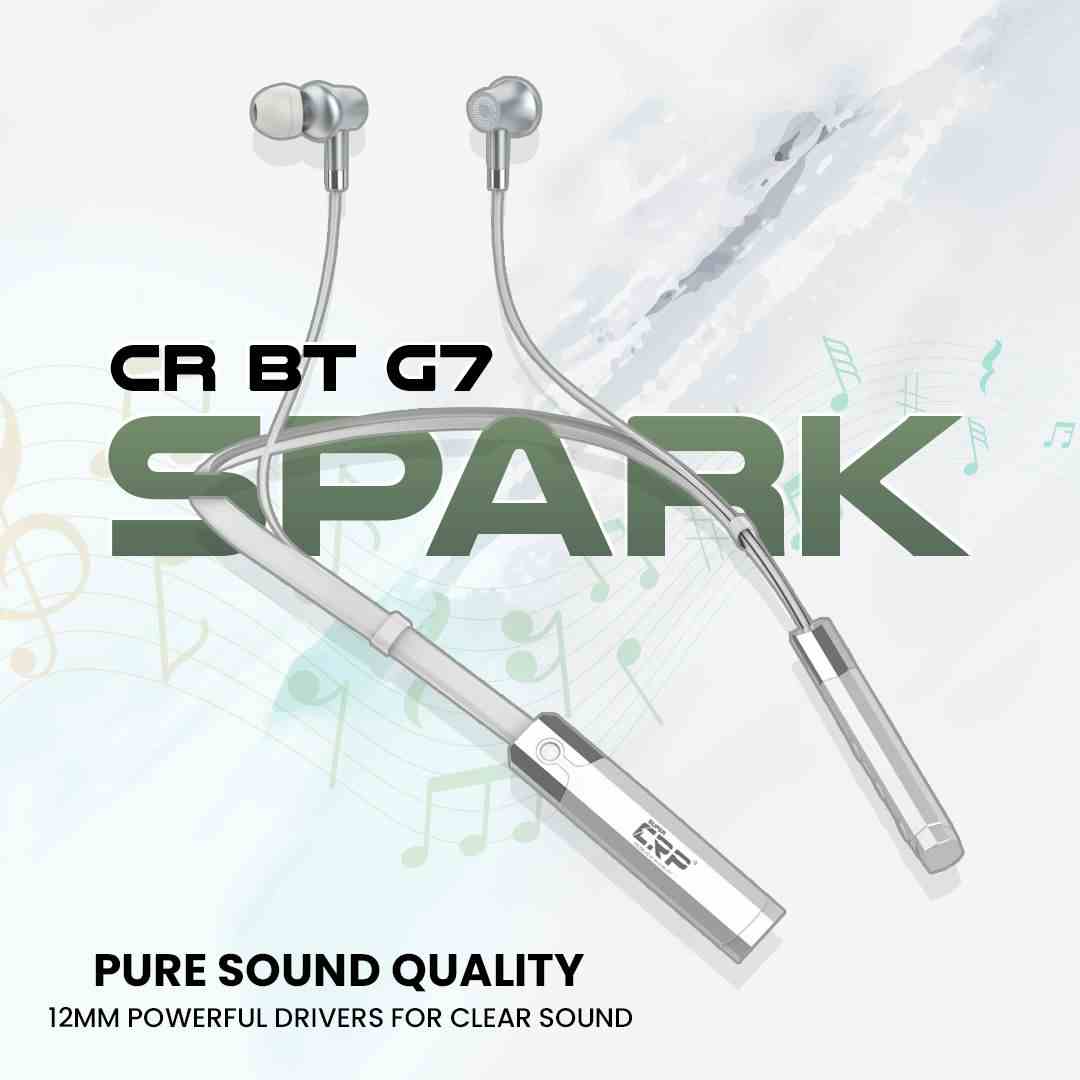 Super CRP CR BT G7 LEGEND - 30 Hours Playtime Bluetooth Neckband Bluetooth Headset  (SILVER, In the Ear)