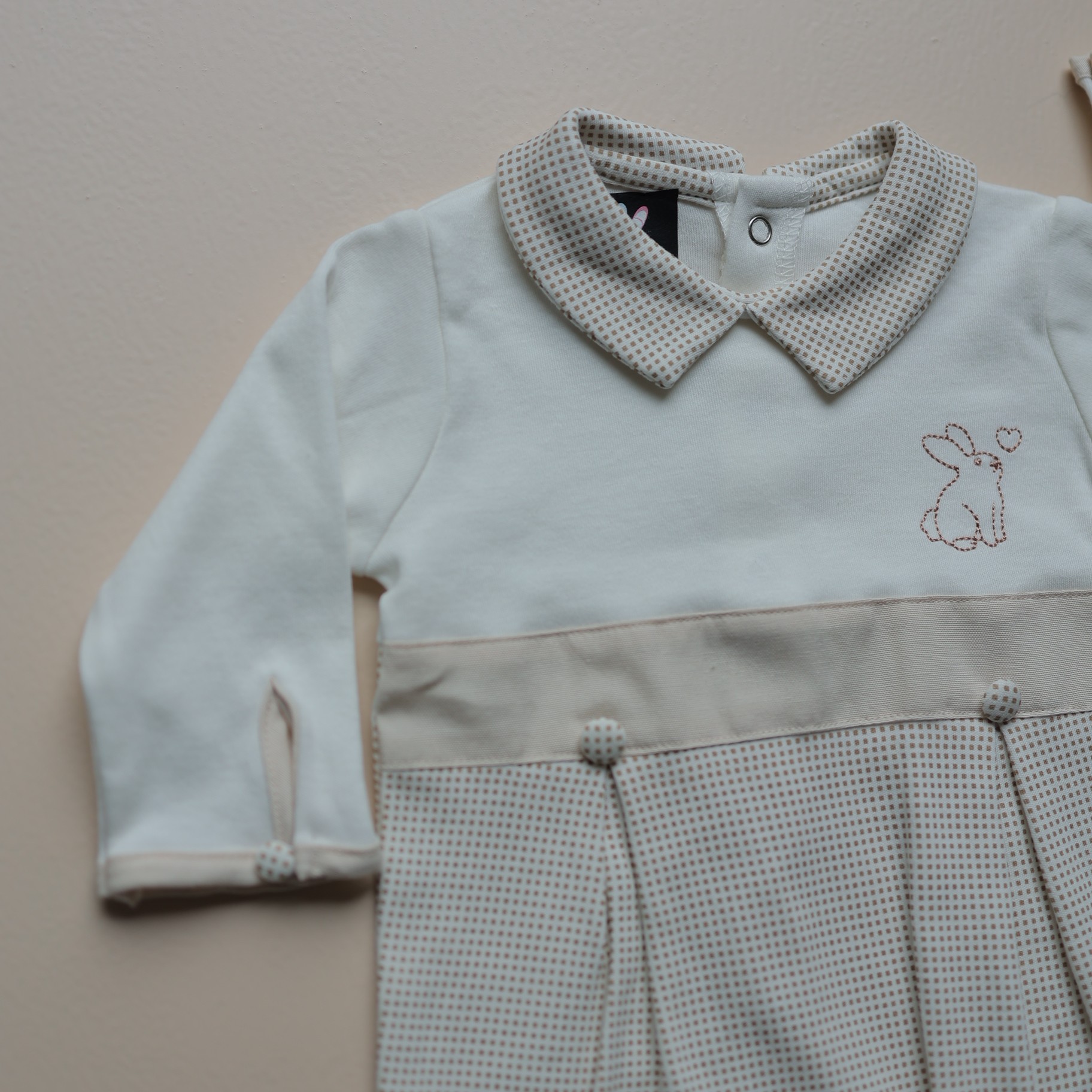 Beige Bunny Love Baby Romper