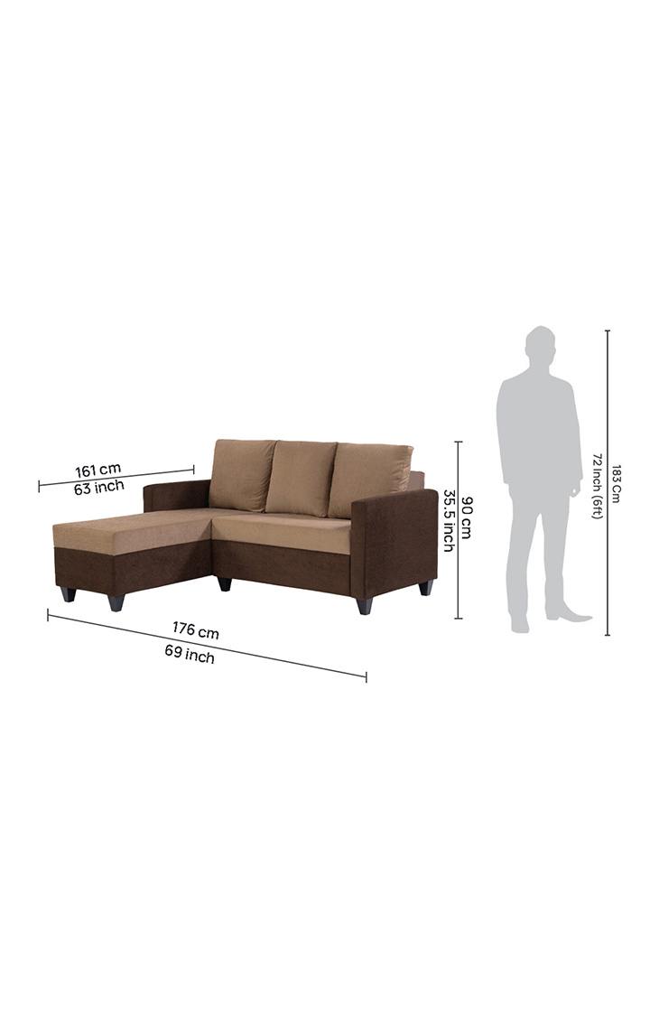 neudot Saya RHS Sectional Sofa for Living Room |4 Person Sofa| Premium Fabric with Cushioned Armrest | 12 Months Warranty| Solid Wood Frame| 4 Seater in Saya Duo Brown Color DIY(Do-It-Yourself)