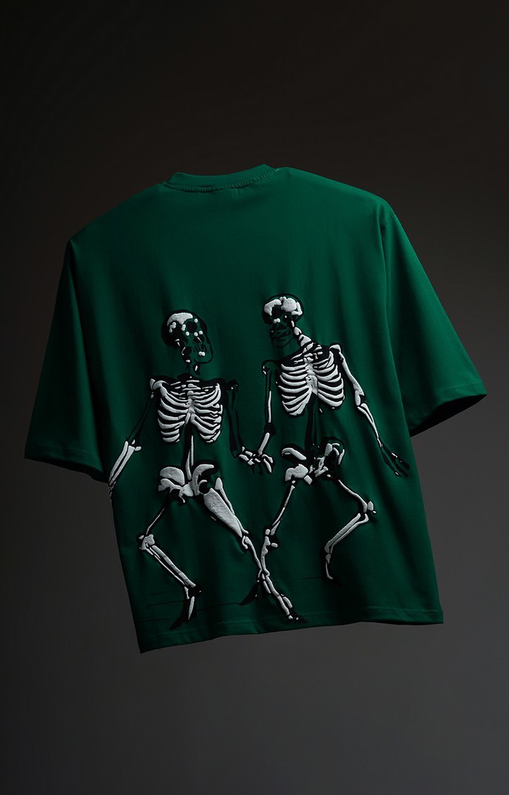 Unisex J-Afterlife Green Printed Oversized T-Shirt