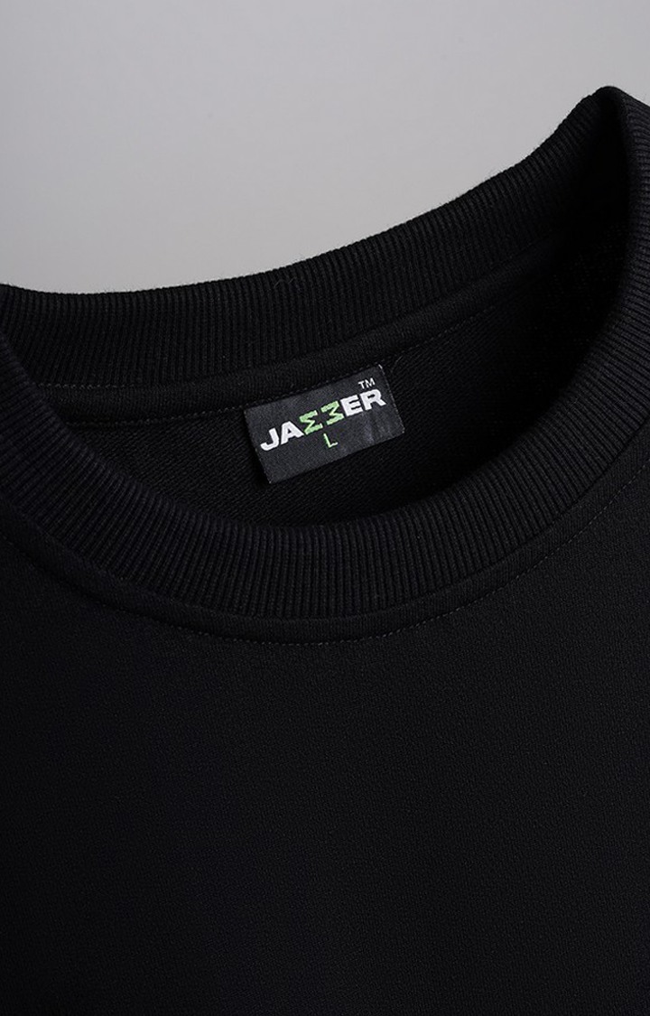 Unisex J Soul Black Printed Oversized T-Shirt