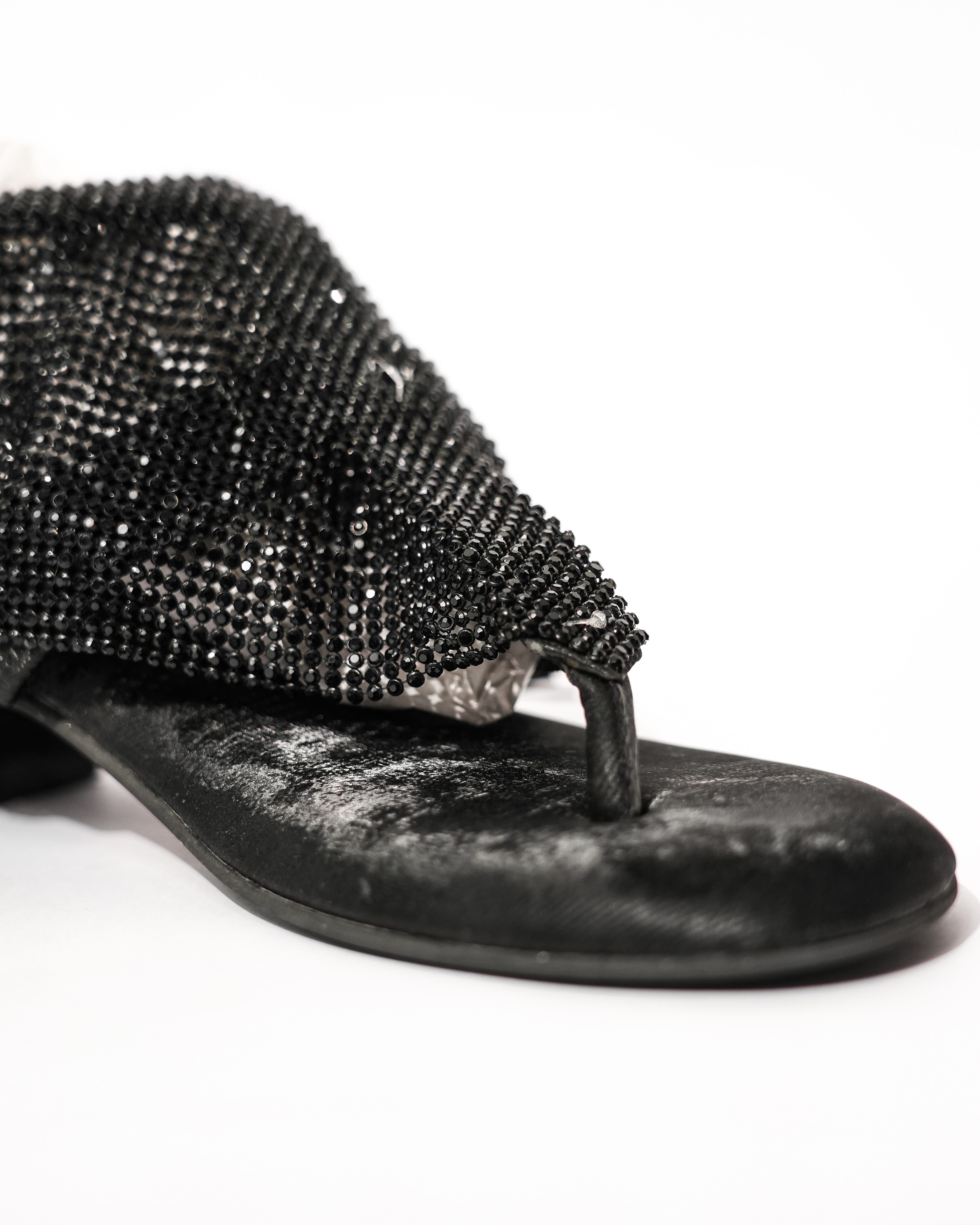 BLACK JELLY MESH HEELS