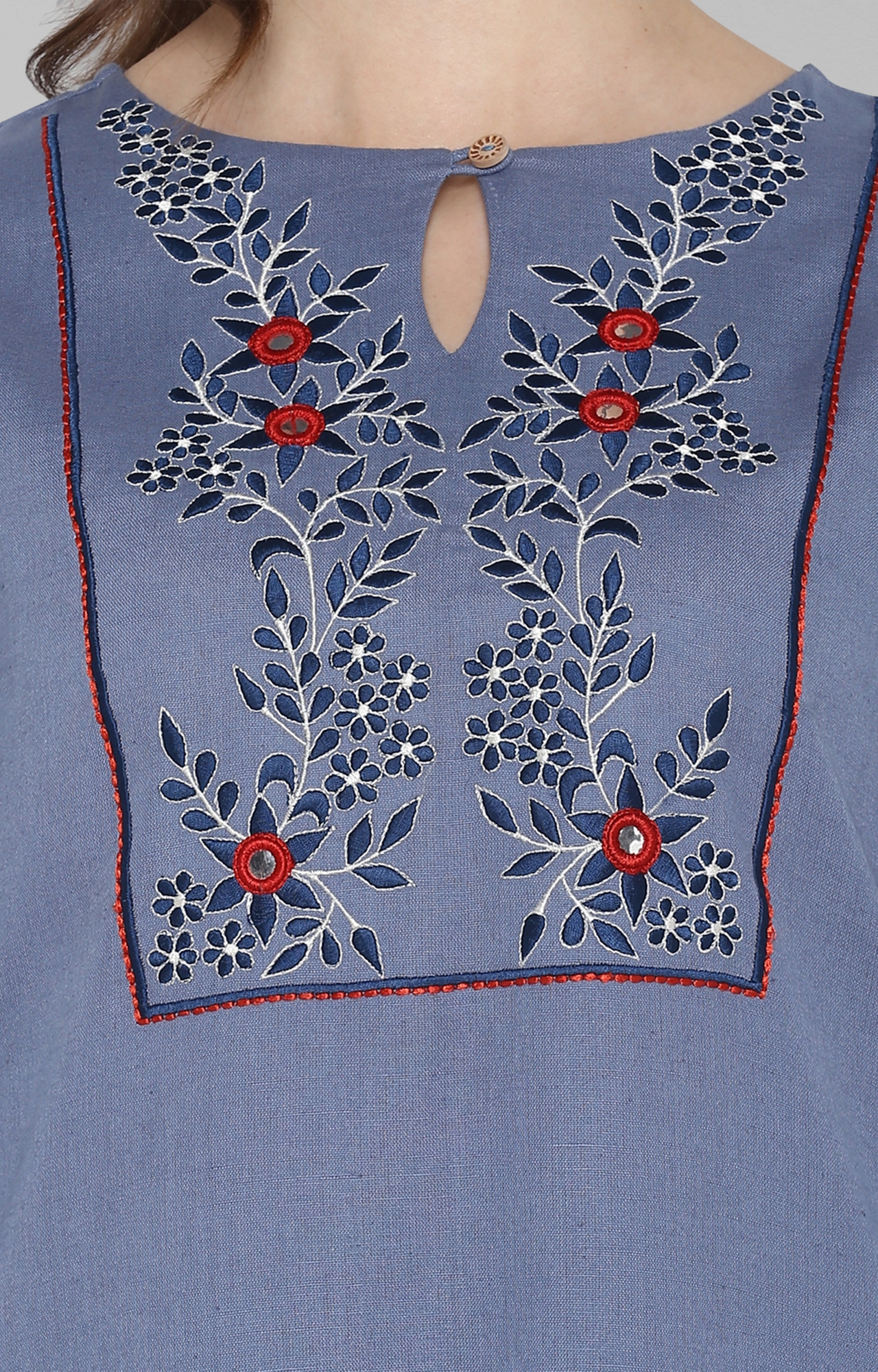 Janasya | Blue Embroidered Kurtas 4