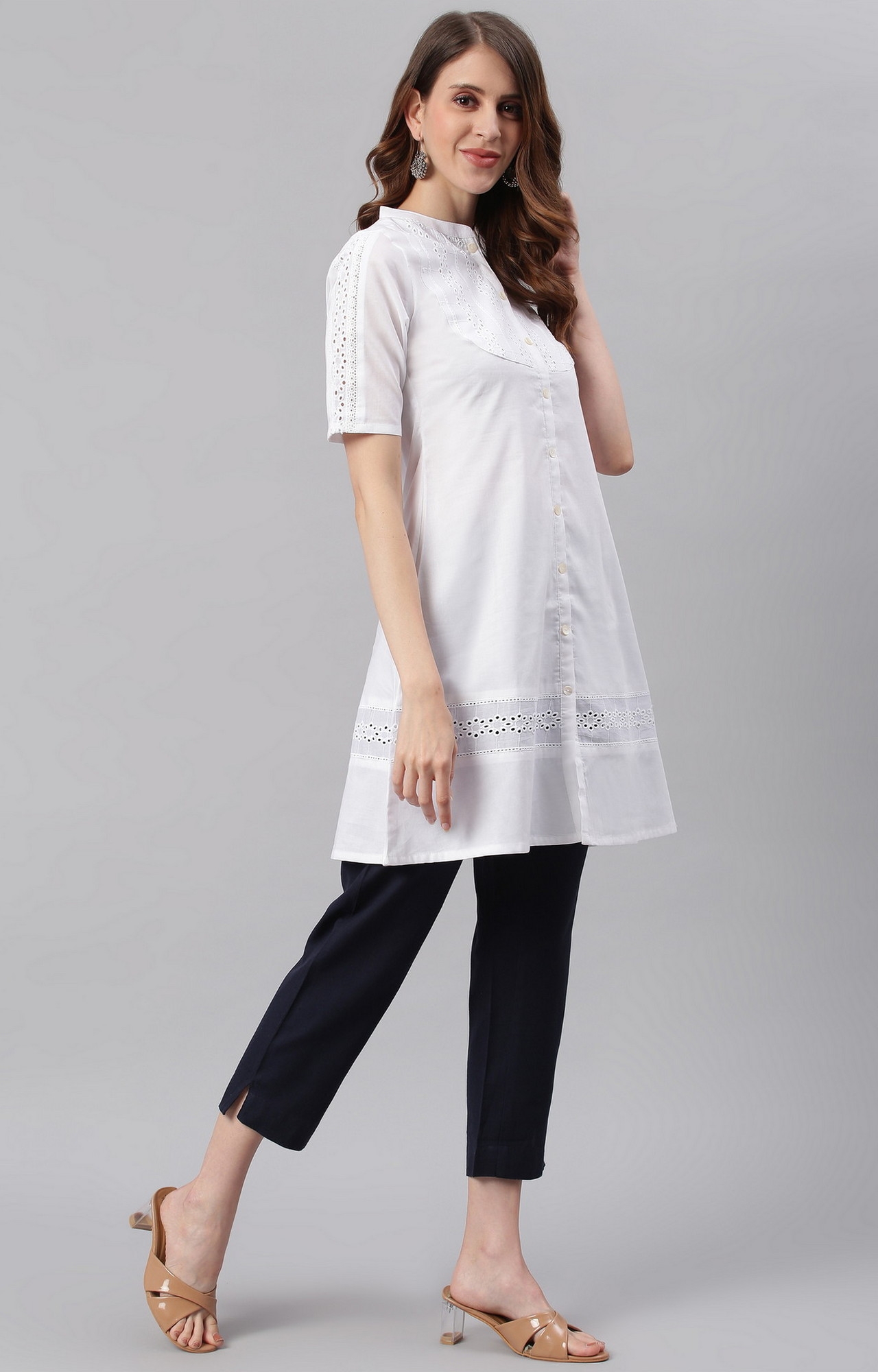 Janasya | Janasya Women's White Cotton Tunic 3