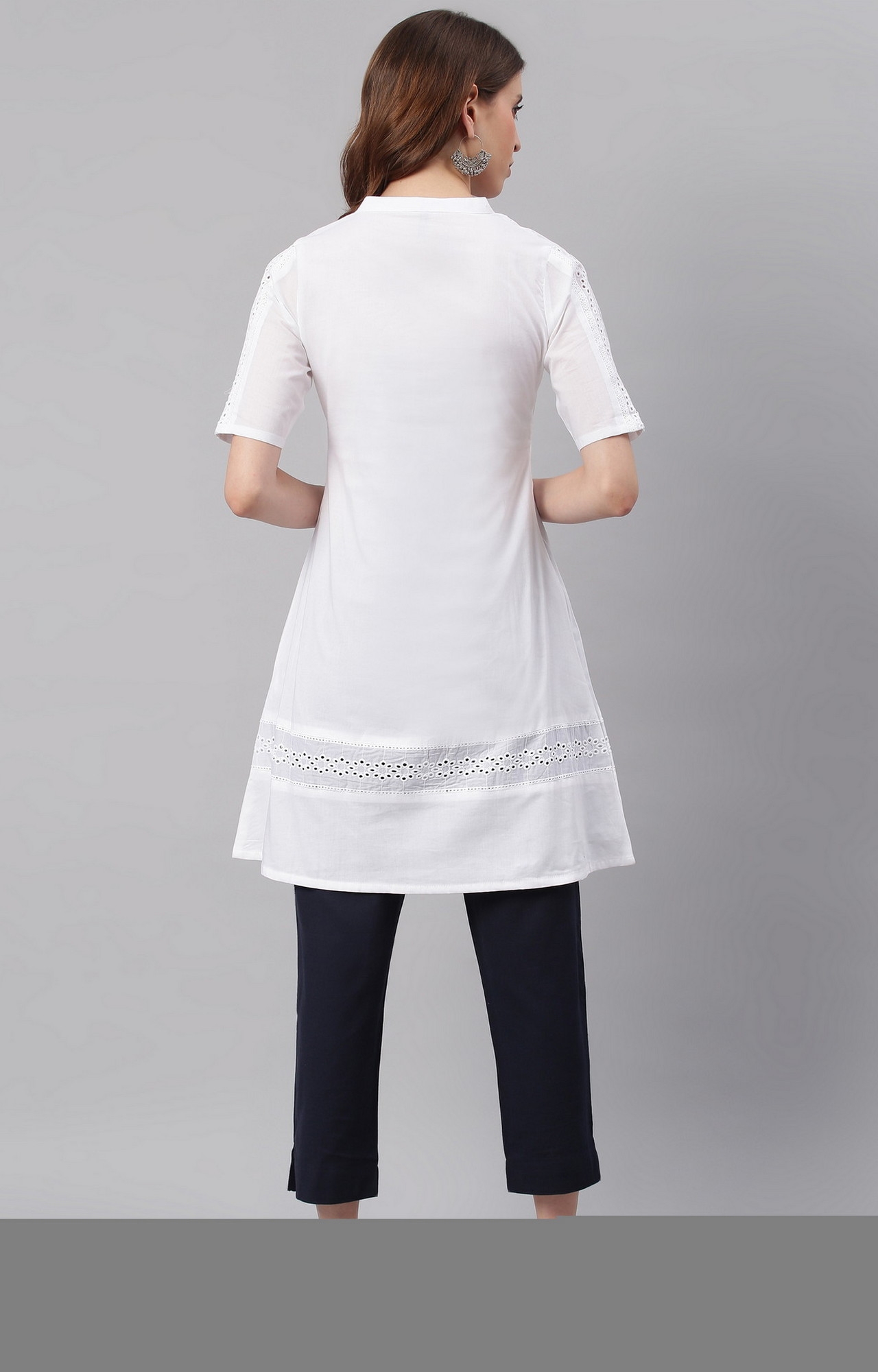 Janasya | Janasya Women's White Cotton Tunic 4