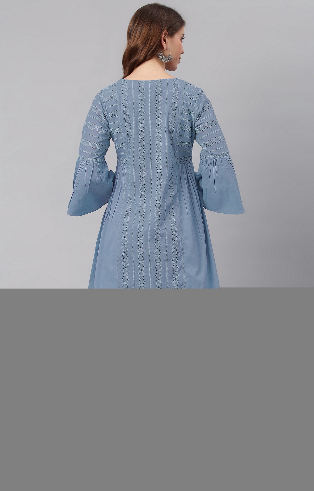 Janasya | Janasya Women's Blue Cotton Tunic 4