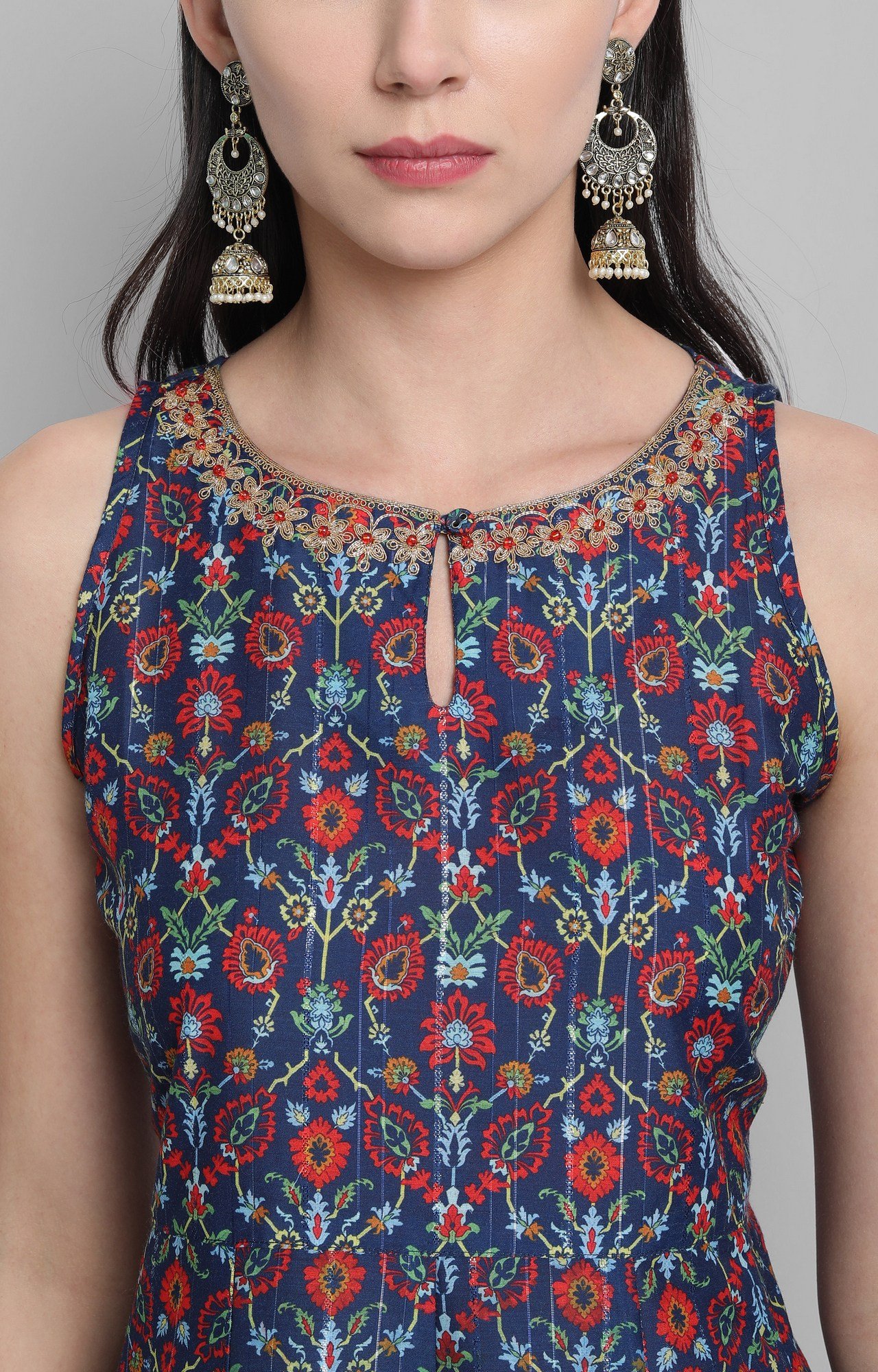 Blue Embroidered Palazzo, Kurta & Dupatta