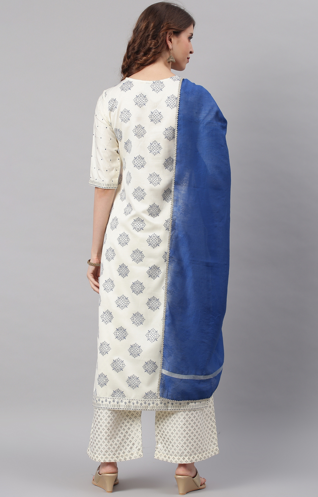 Janasya | White Printed Ethnic Suit Sets 4