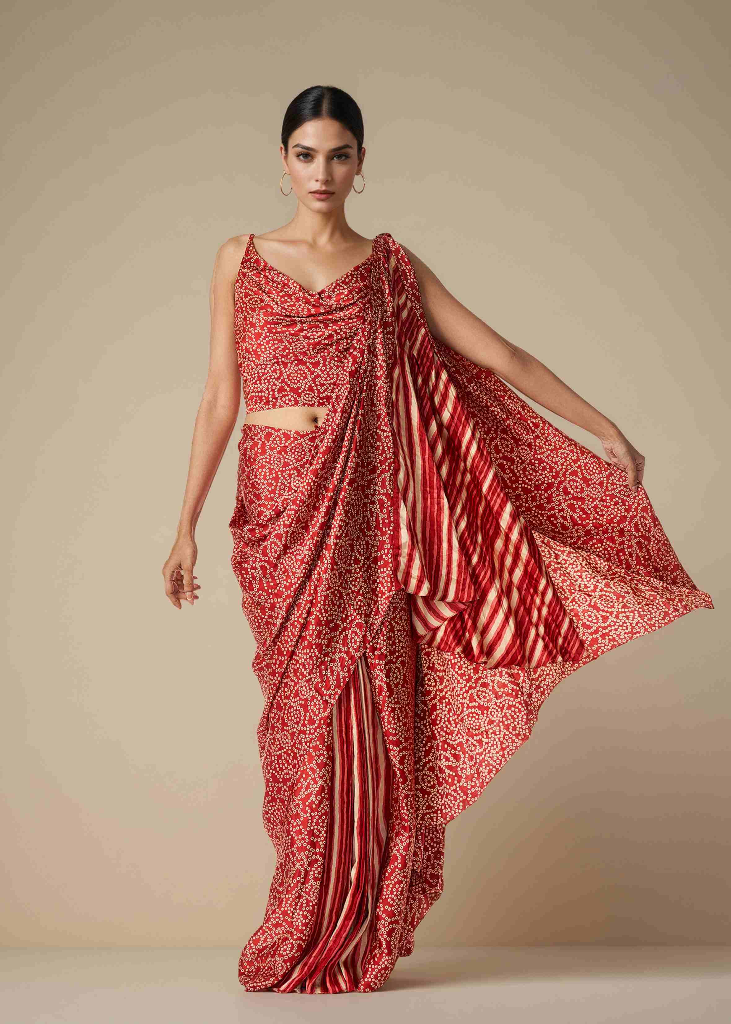 Maroon Draped Saree