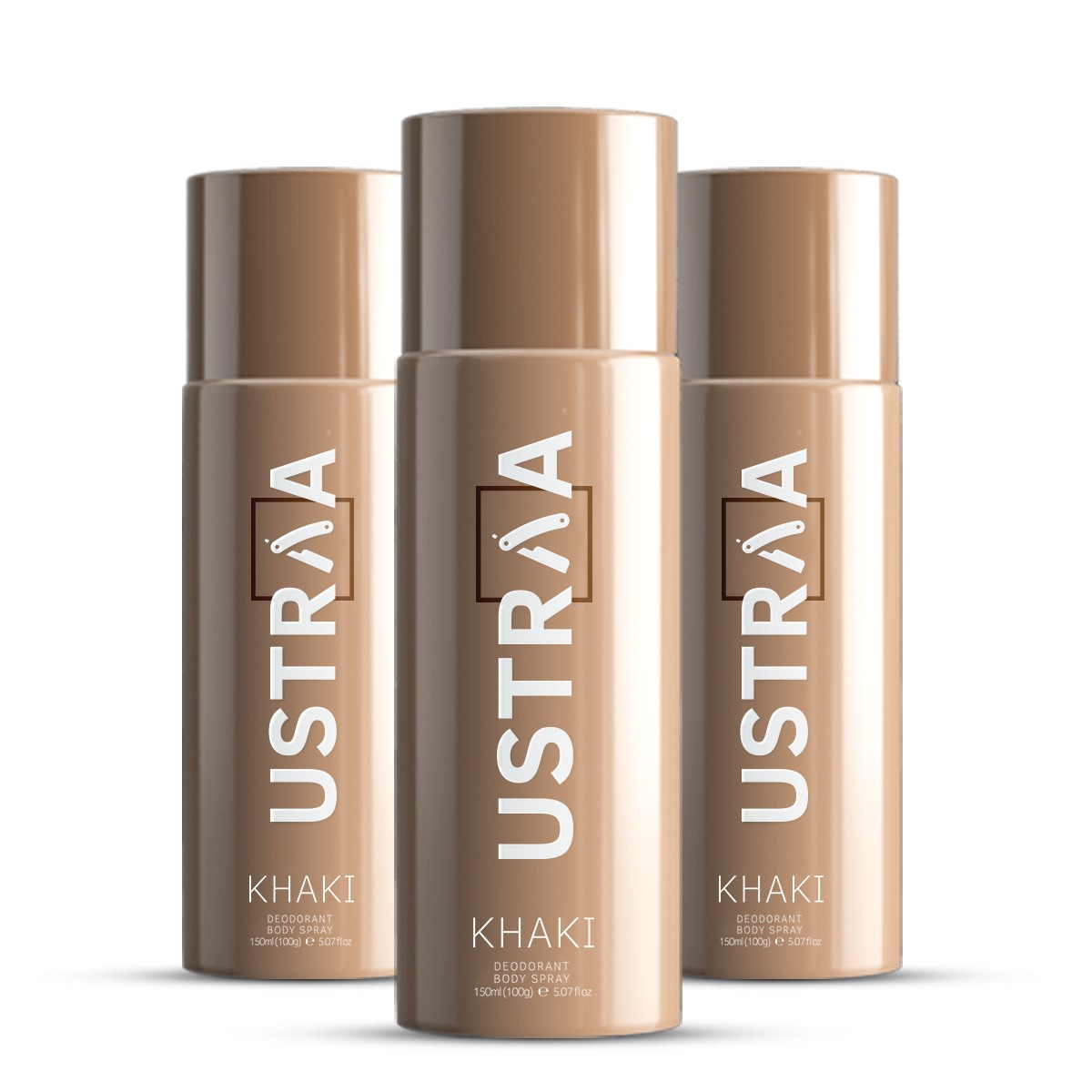 Ustraa KHAKI Deodorant Body Spray - 150ml - Pack of 3