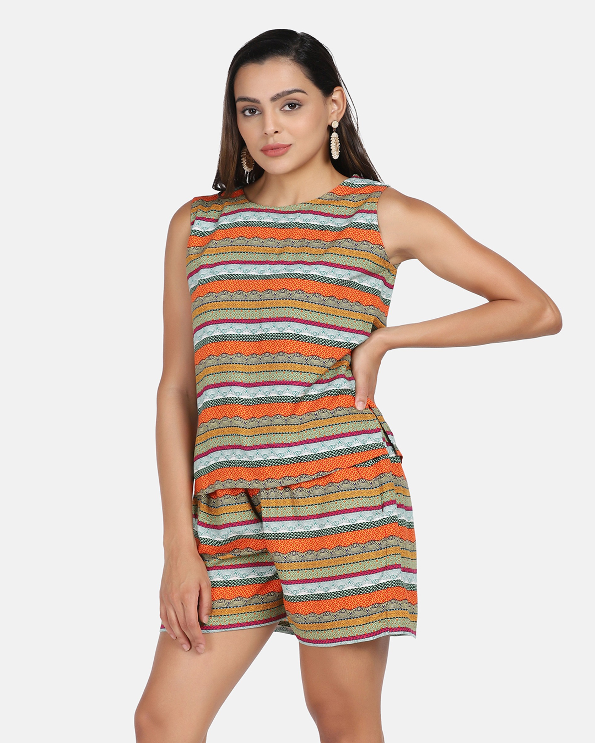 Printed Vertical Striped Co-Ords
