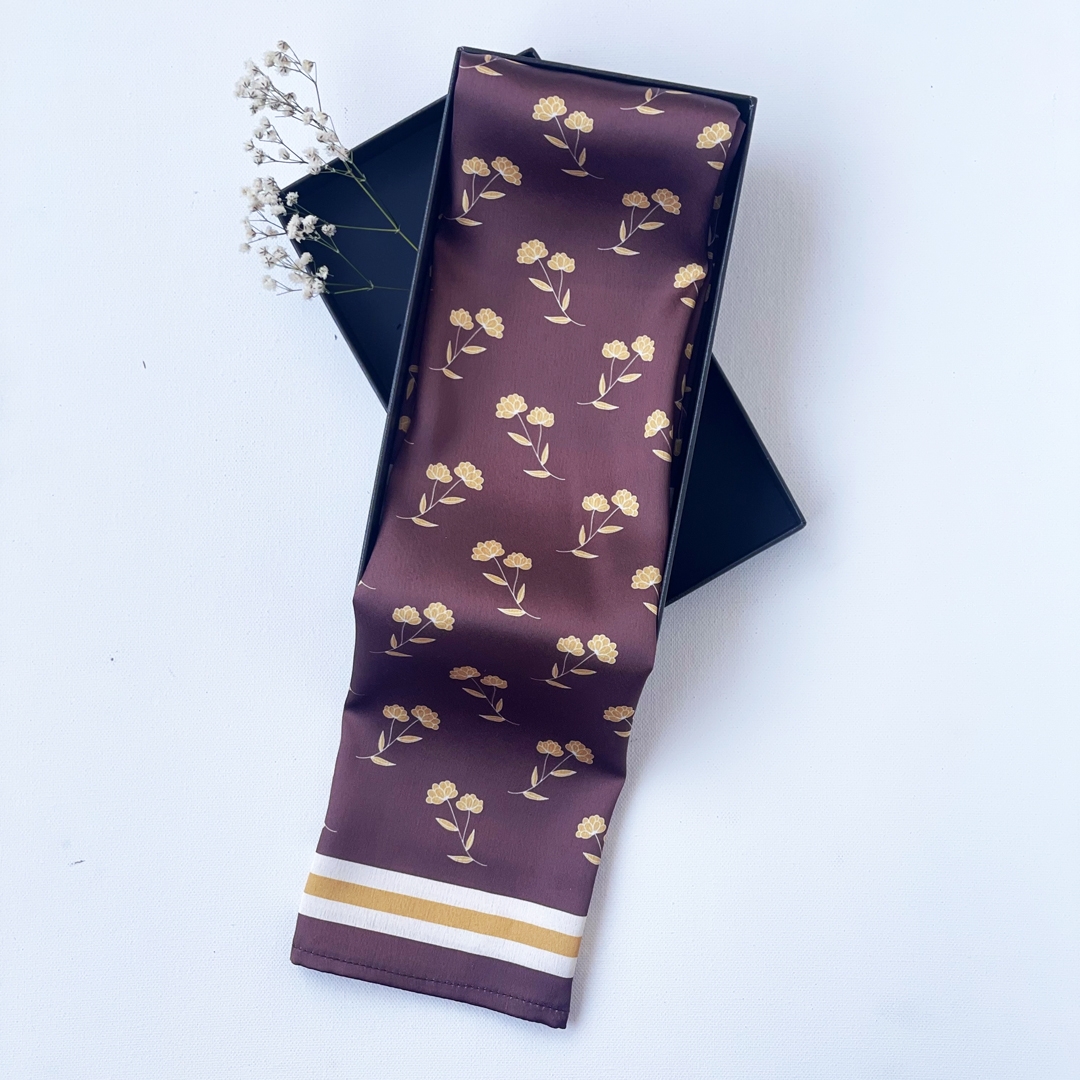Brown floral print bandanna