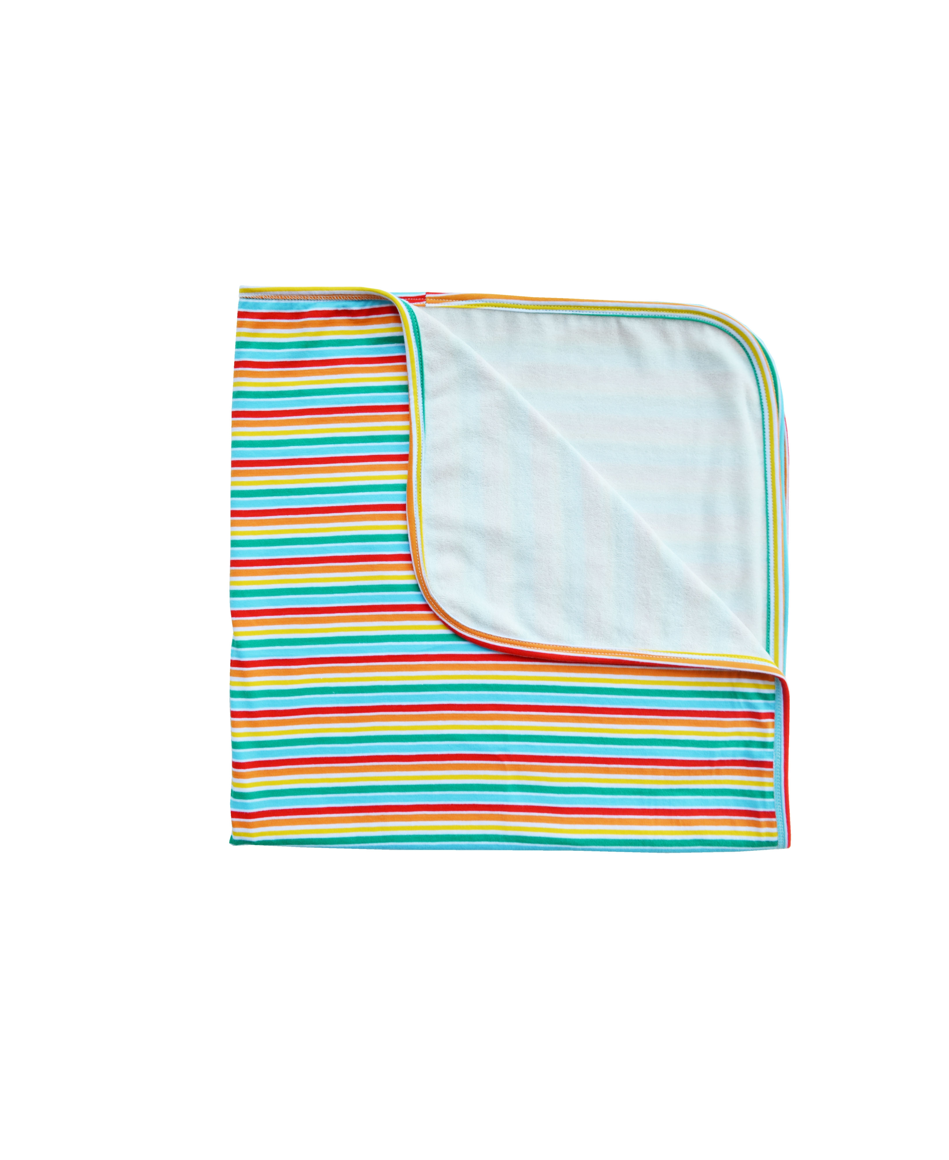 Green / Stripe Reversible Baby Blanket (100% Cotton)