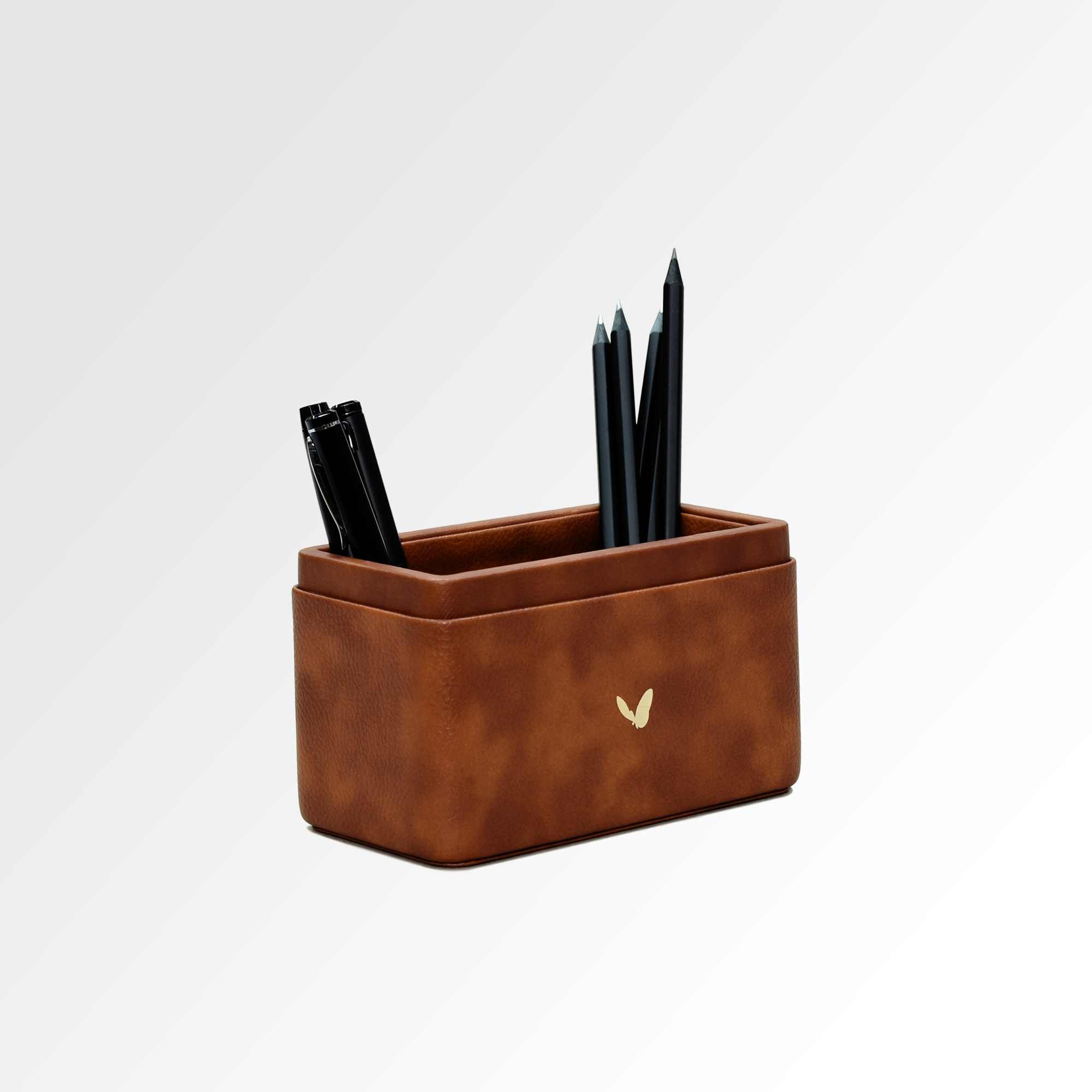 Pen/Pencil Holder | Faux Leather | Rectangular Medium | Classic | Tan