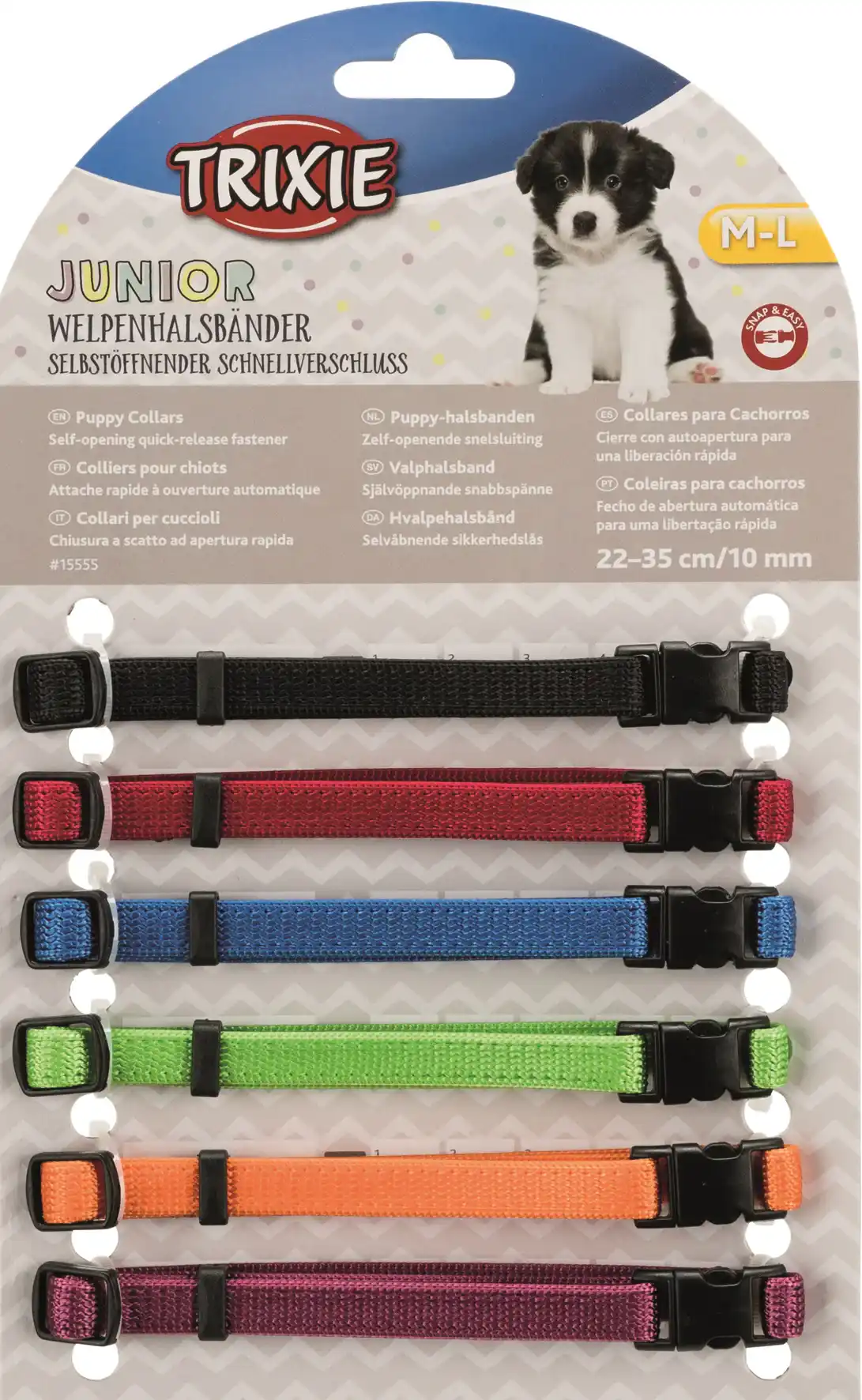 Trixie Set Of 6 Puppy Collars Dark Colours