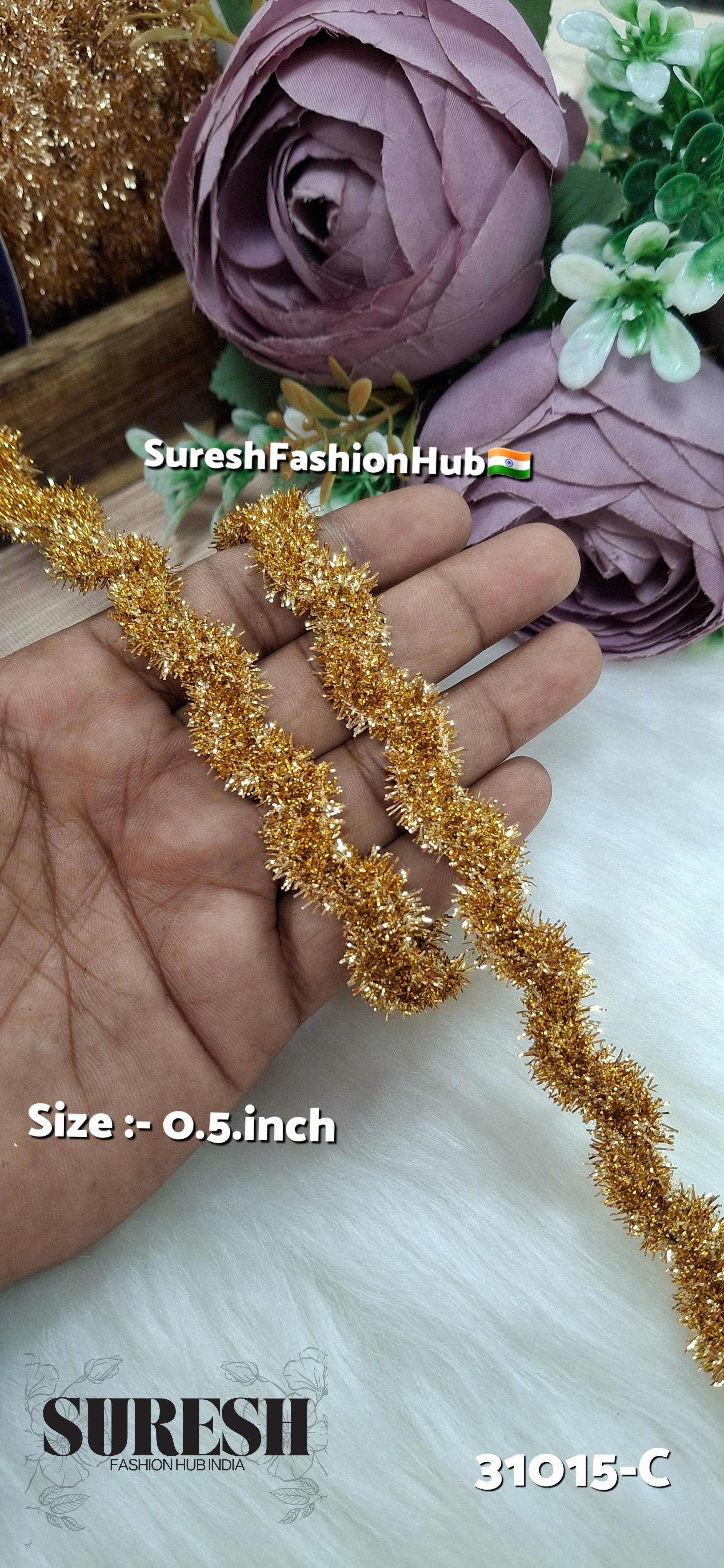 Antique Gold Wavy Fringe Jhalar Lace