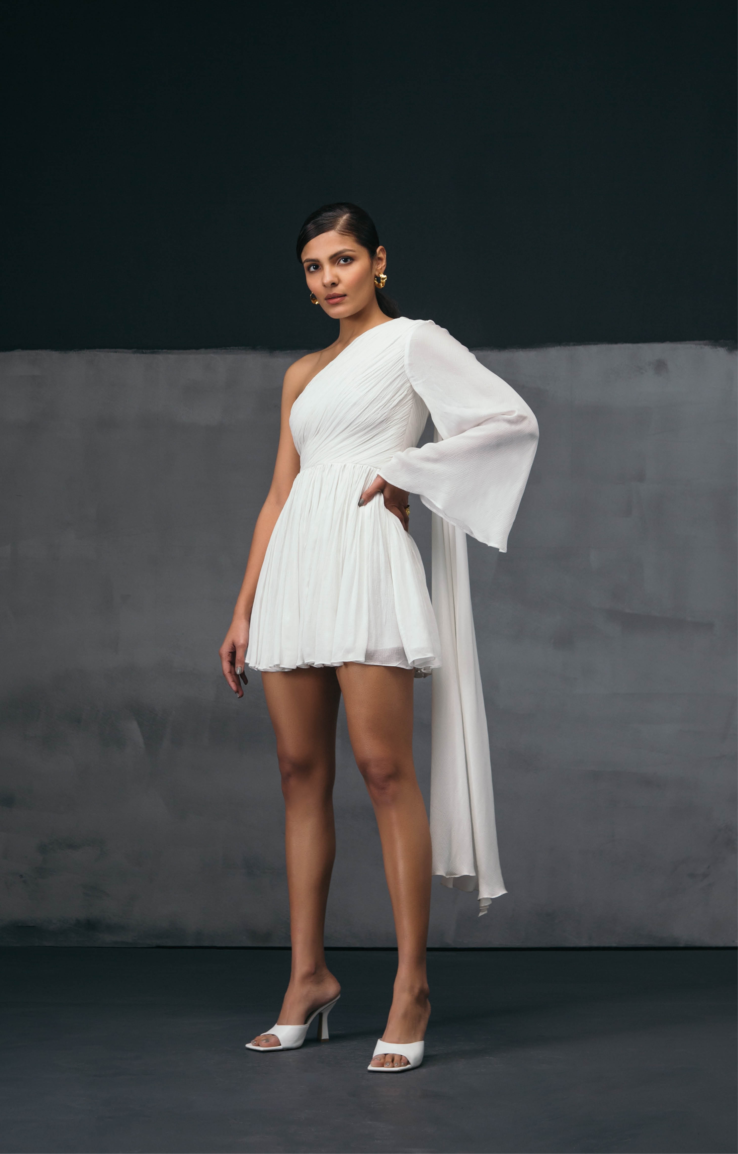 Mannat Gupta | Ruched Chiffon Mini Dress undefined