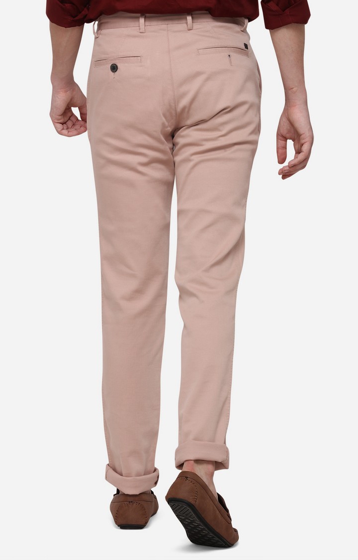 JadeBlue | Men's Pink Cotton Blend Solid Formal Trousers 2