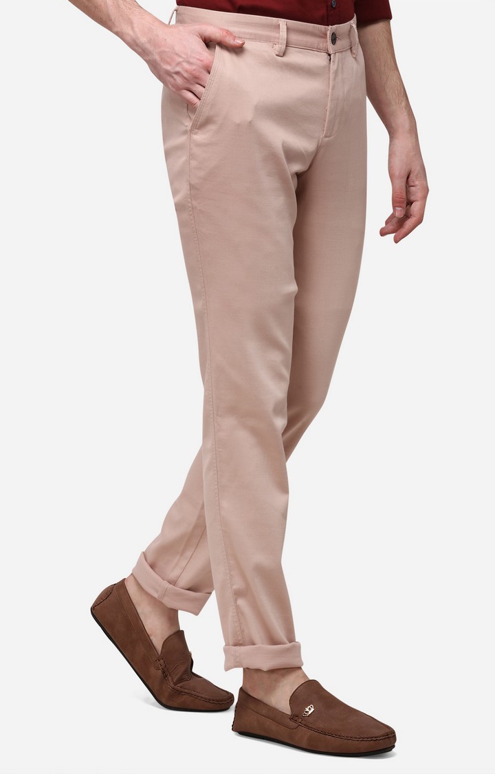 JadeBlue | Men's Pink Cotton Blend Solid Formal Trousers 1