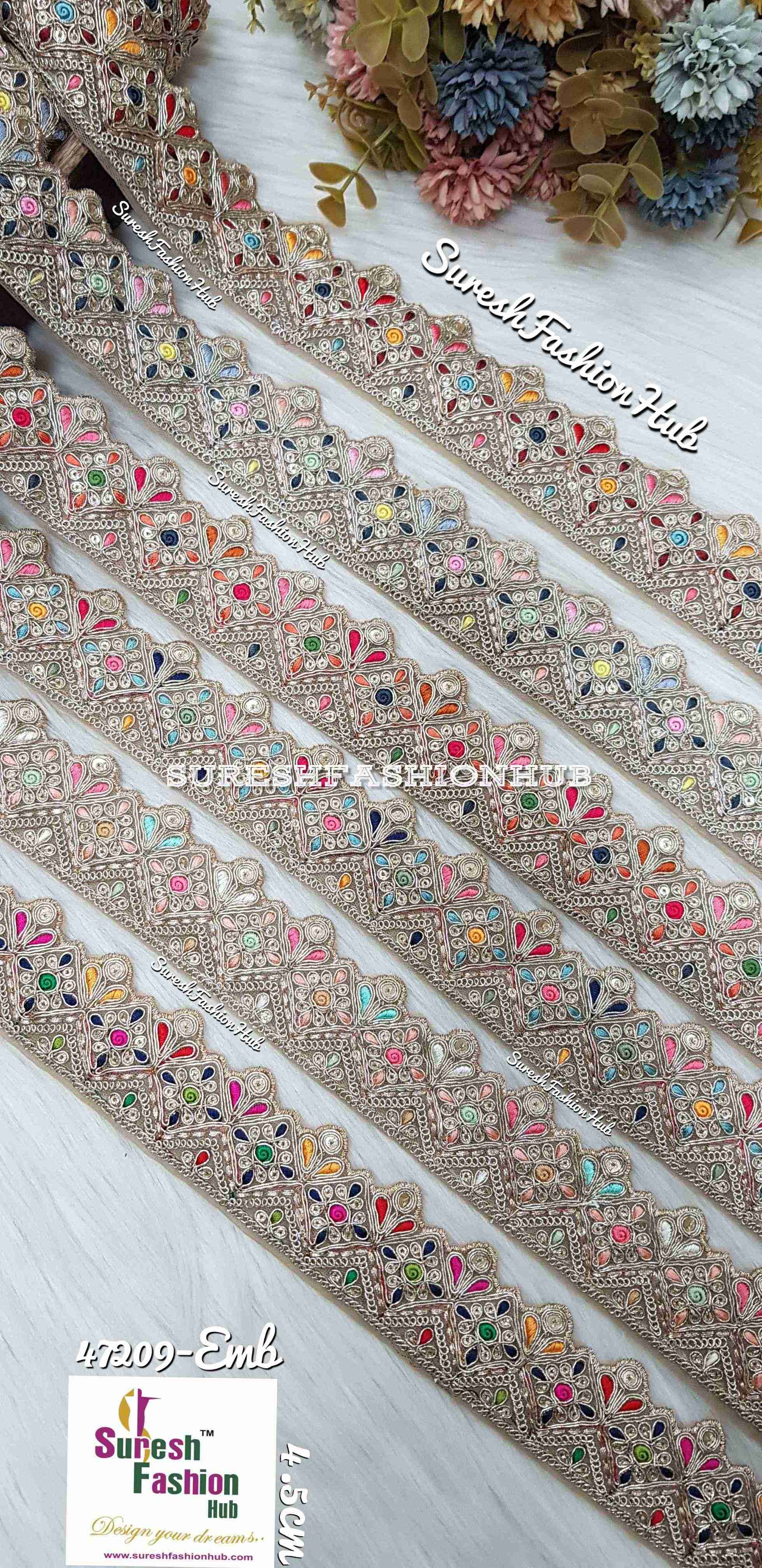 Sabyasachi-Inspired Floral Cutwork Embroidery Lace - No3
