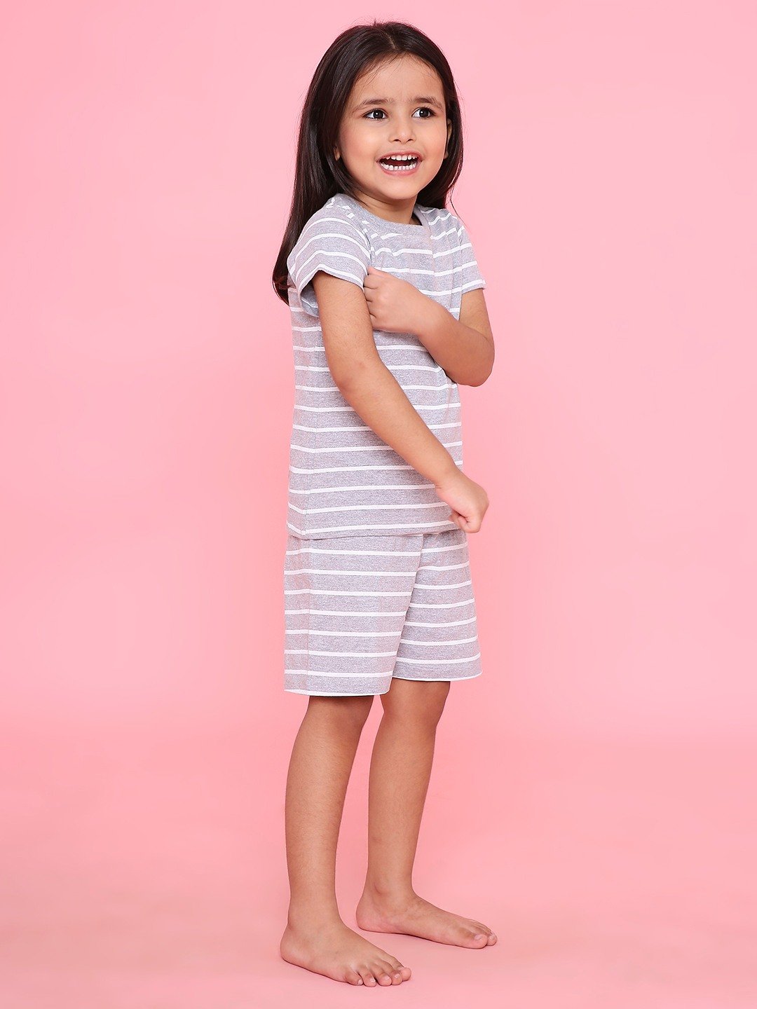 Girls- 2 piece printed cotton shorts & T-shirt lounge set