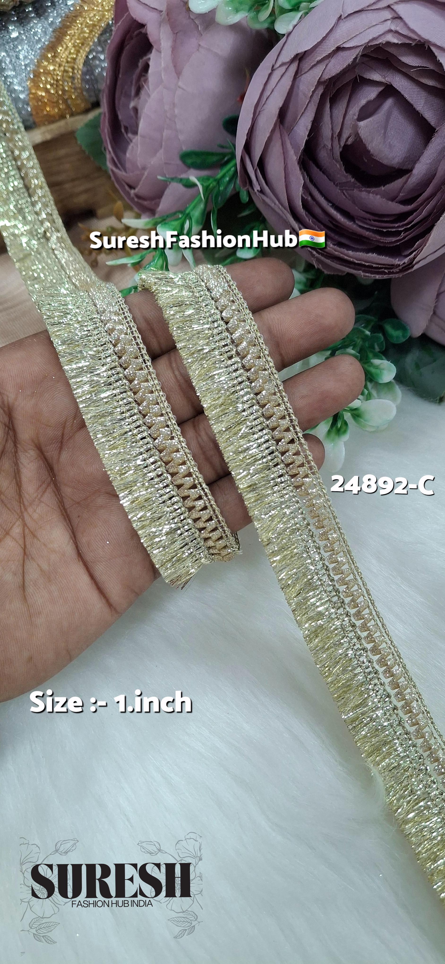 Light Gold Badla Jhalar Lace